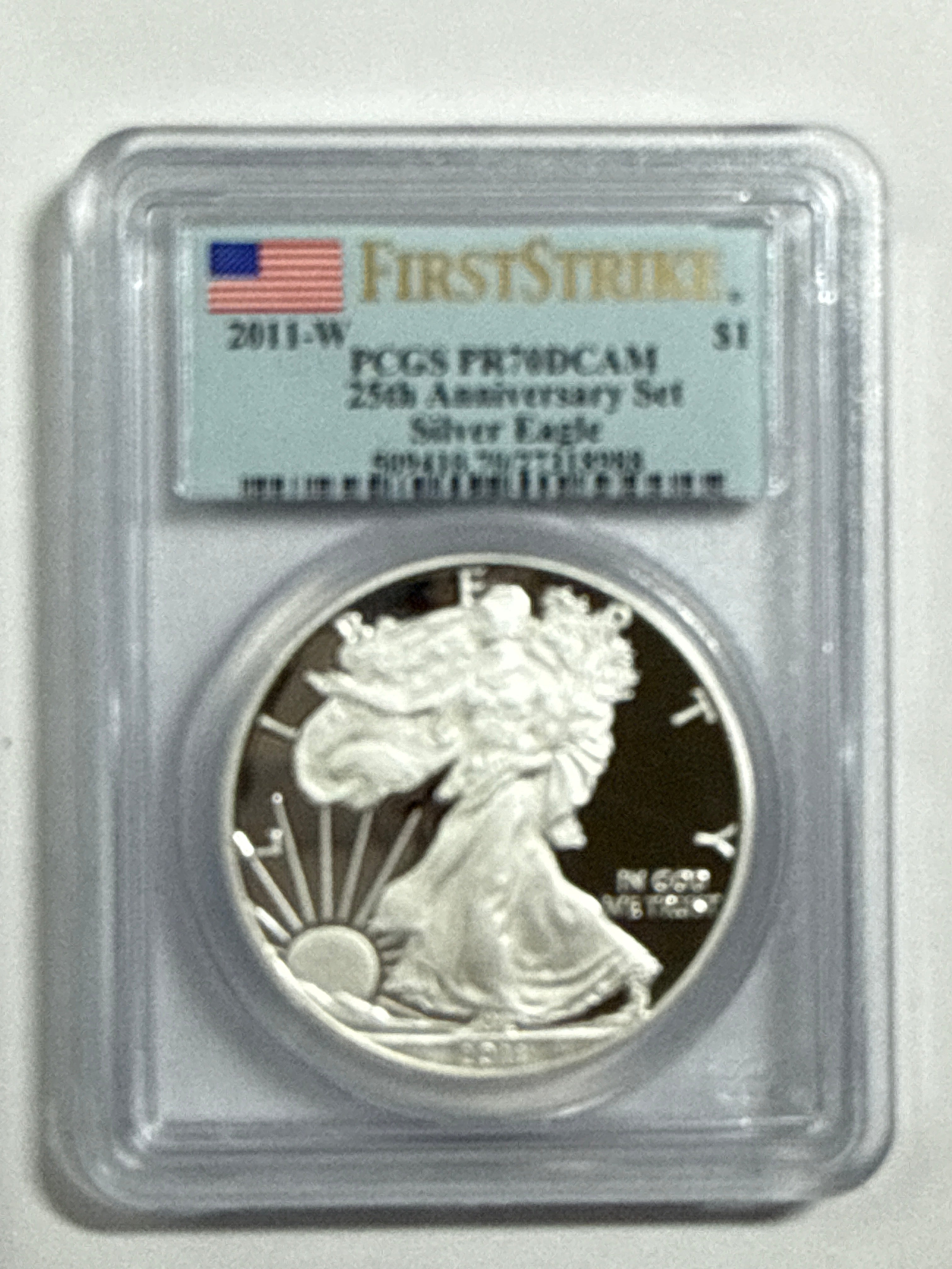 2011  Silver Eagle PCGS First Strike 5- piece set 25th Anniversary with Display Box