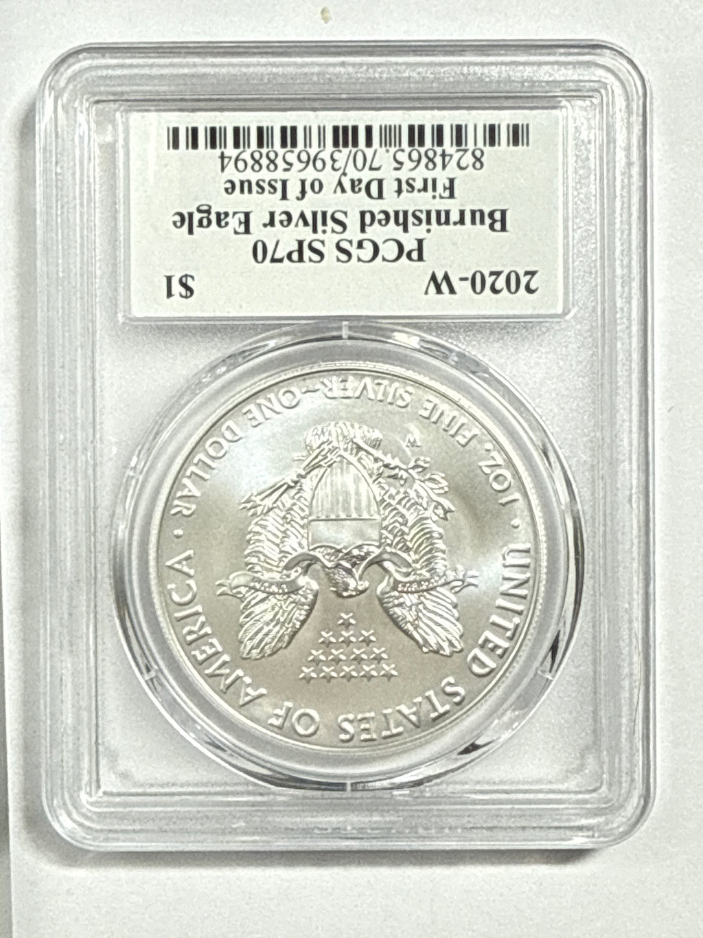 2020-W Burnished American Silver Eagle PCGS SP70 FDOI Jim Peed