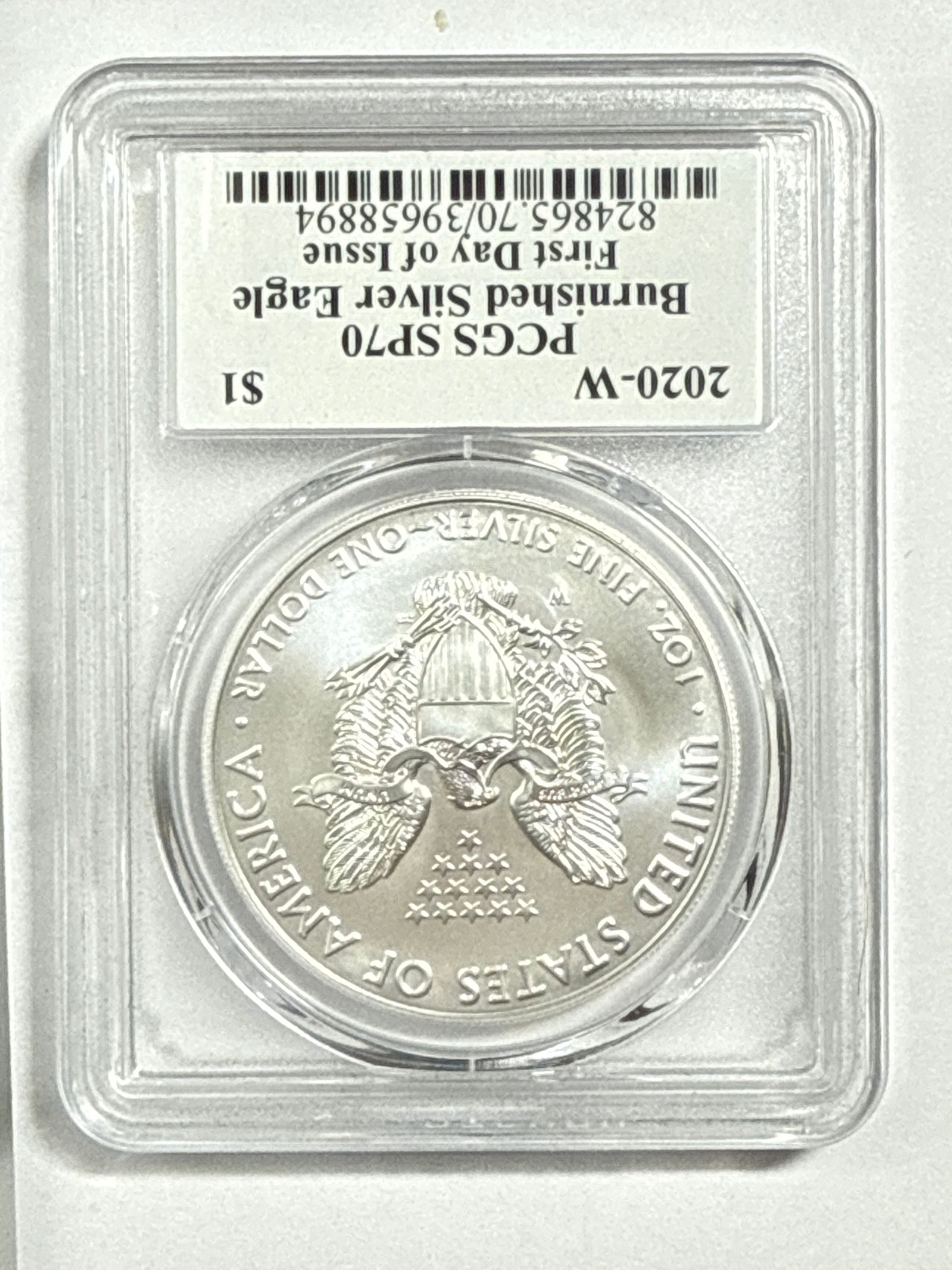 2020-W Burnished American Silver Eagle PCGS SP70 FDOI Jim Peed