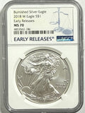 2018-W Burnished American Silver Eagle NGC MS70 Early Release