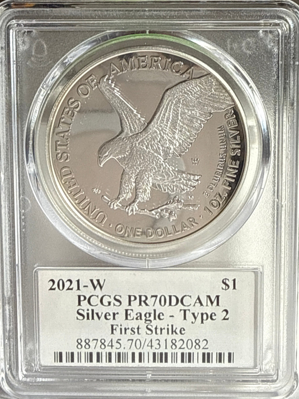 2021-W American Silver Eagle PCGS FS PR70 DCAM  Type 2 Emily S. Damstra hand signed