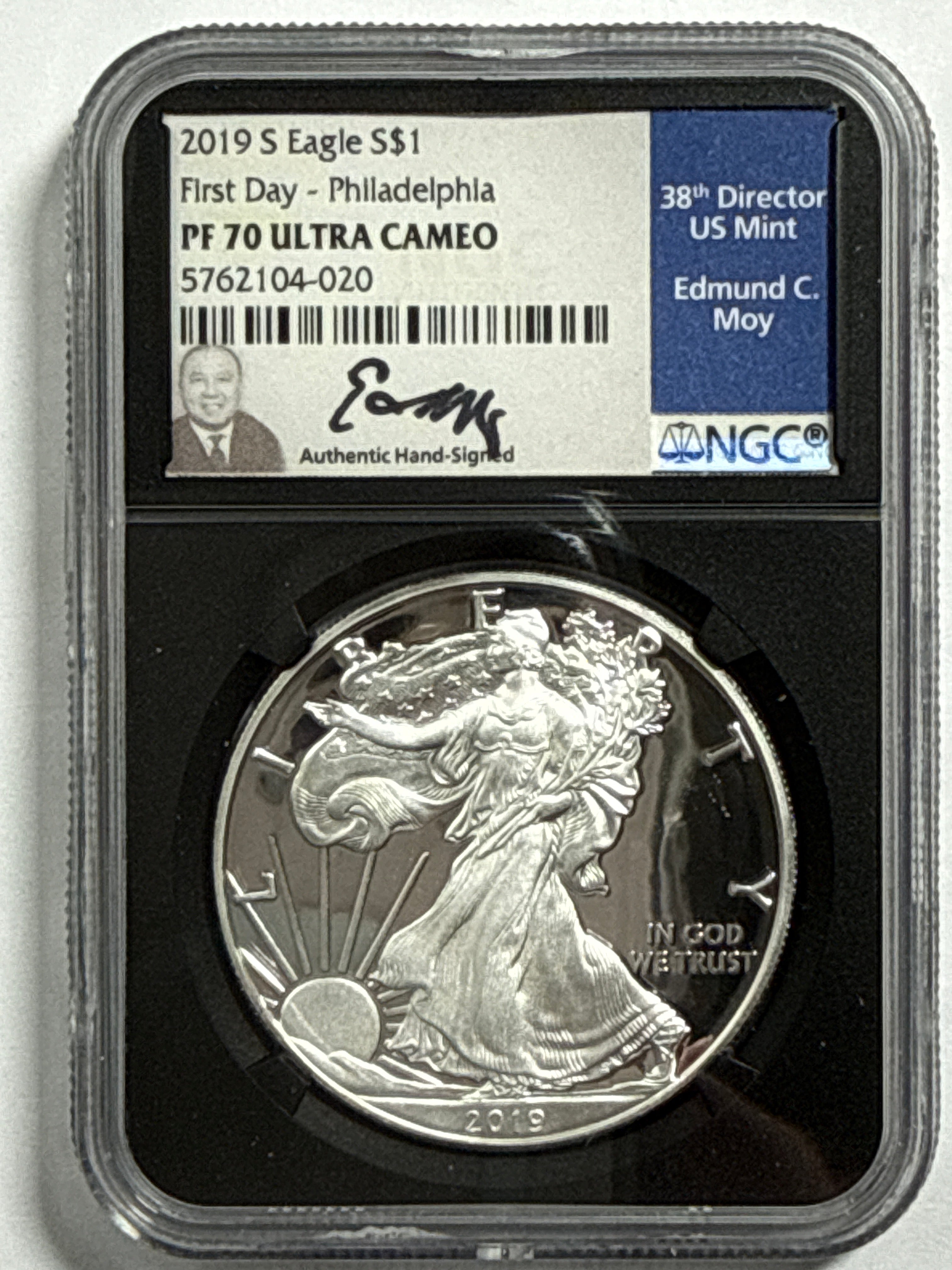 2019-S Ameican Silver Eagle 3 Piece Set NGC PF70 UCAM First Day - Denver/Philadelphia/Washington Edmund Moy Hand Signed