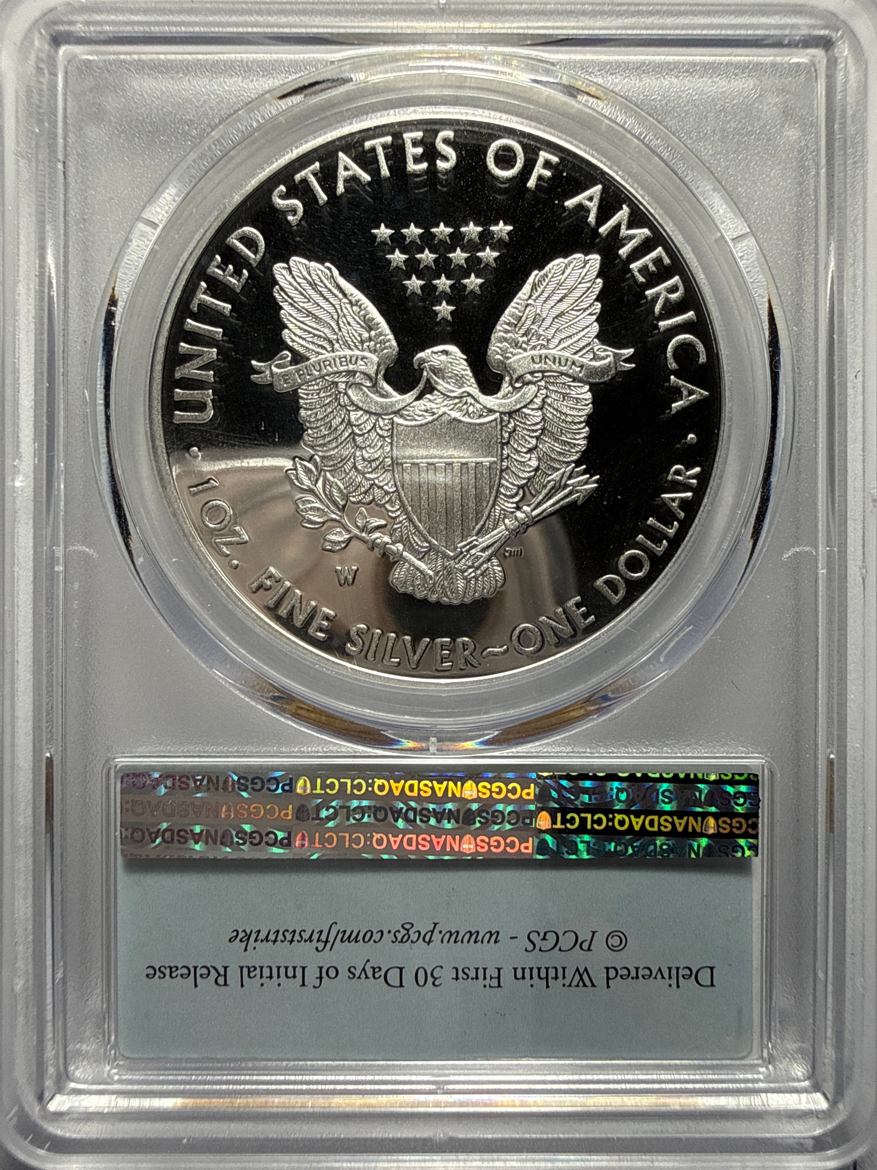 2016-W American Silver Eagle DCAM FS PR69 PCGS 30th Anniversary Lettered Edge
