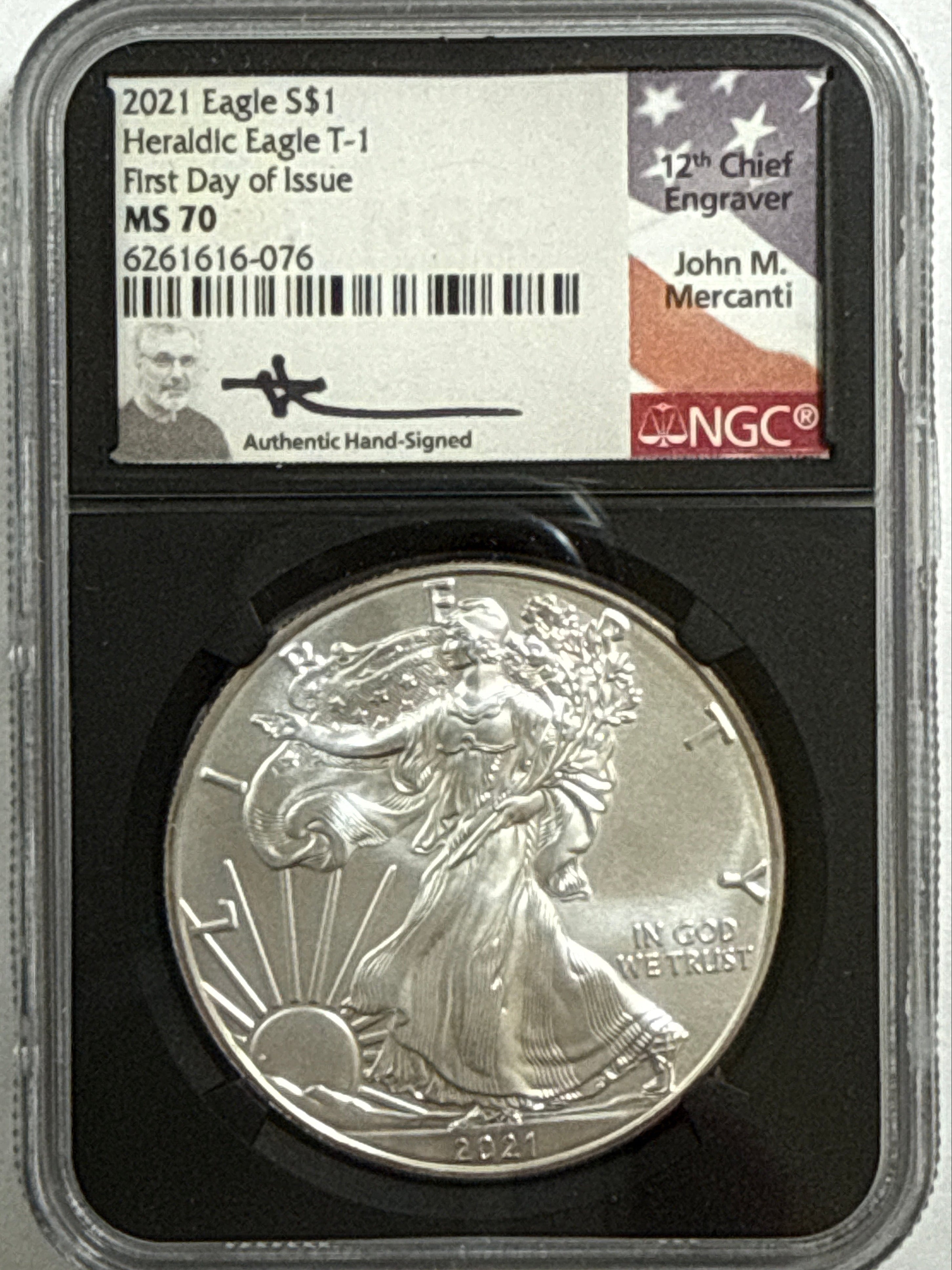2021 American Silver Heraldic Eagle T-1 2 Piece Set NGC MS70 FDOI/Last Day of Production Mercanti