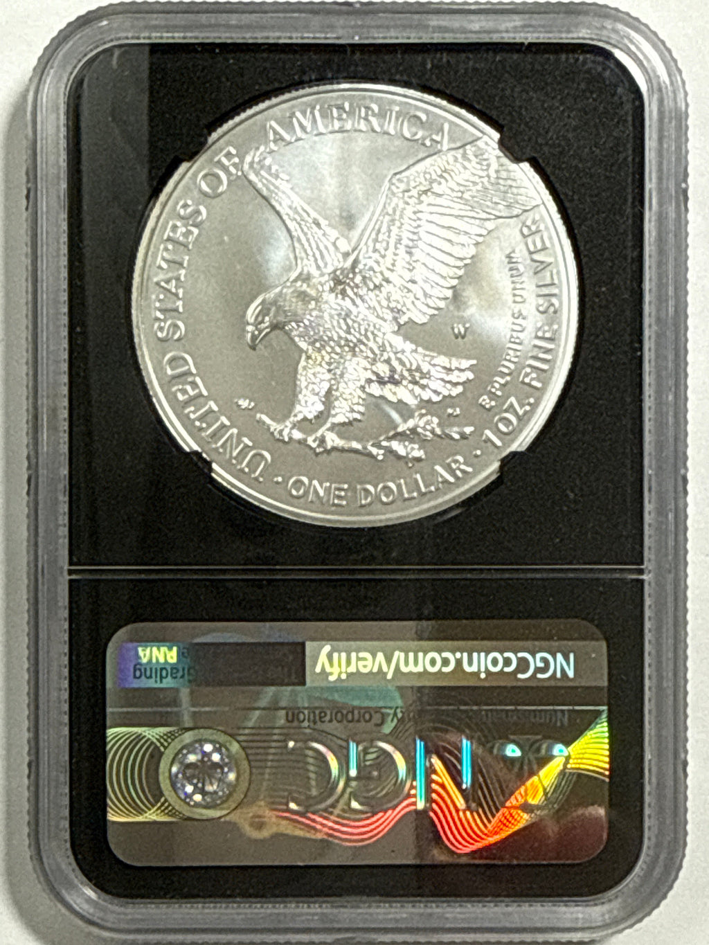 2021- W Burnished American Silver Eagle NGC MS70 FDOI Eagle Landing T-2  Black Label Michael Gaudioso Hand Signed