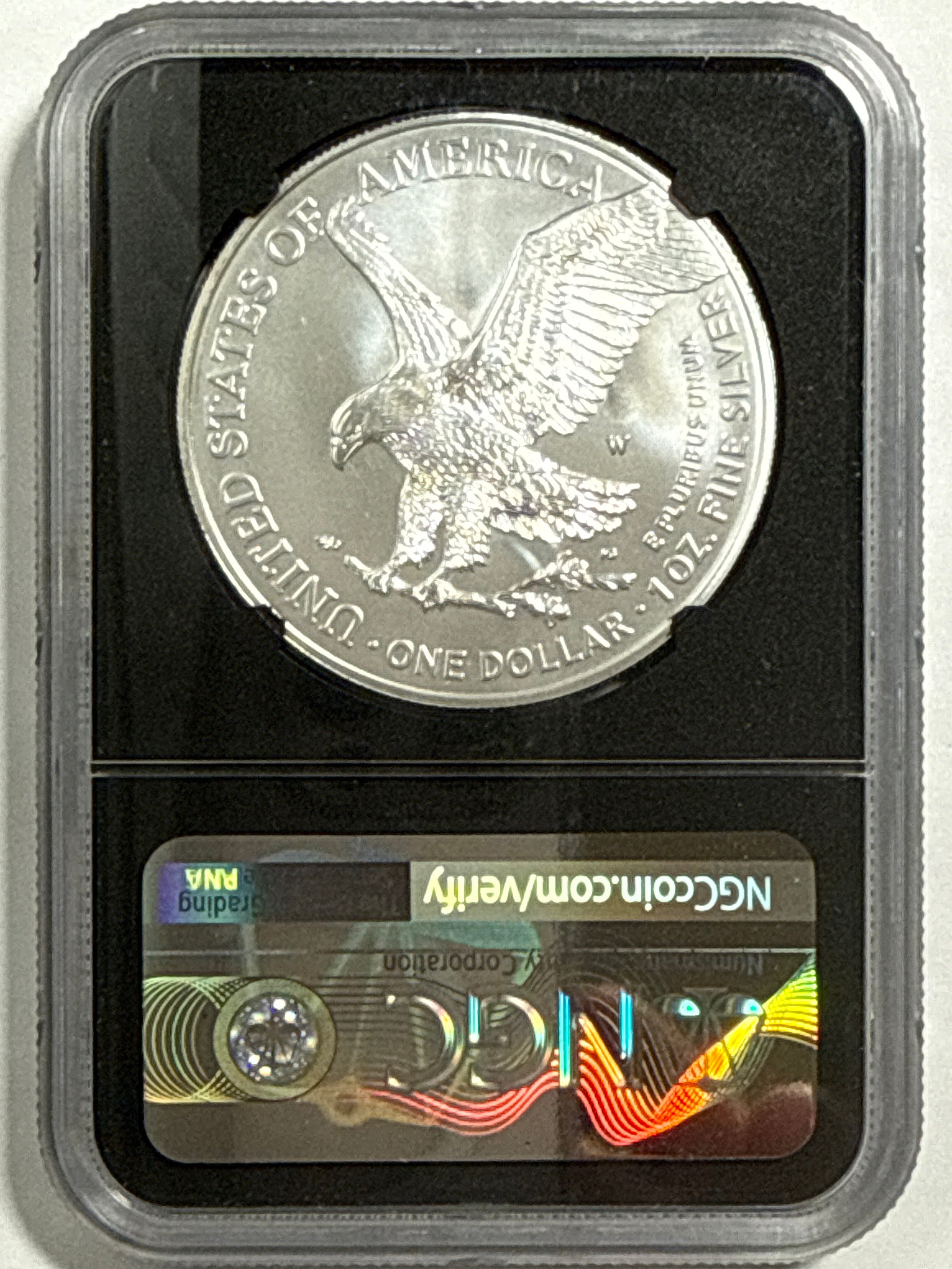 2021- W Burnished American Silver Eagle NGC MS70 FDOI Eagle Landing T-2  Black Label Michael Gaudioso Hand Signed