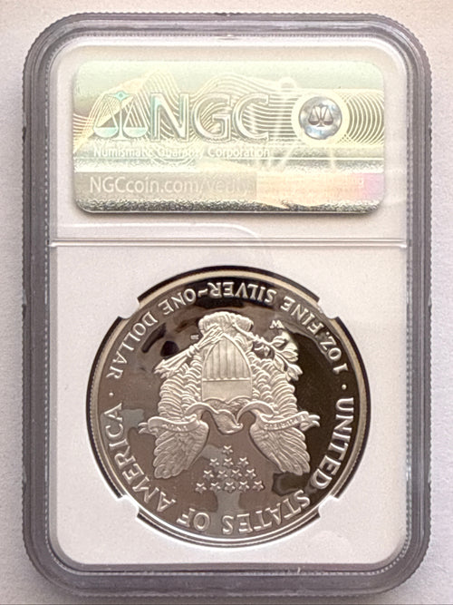 2006-W American Silver Eagle NGC 1 oz PF70 UCAM  J. M. Mercanti hand signed pop #20 Art Label