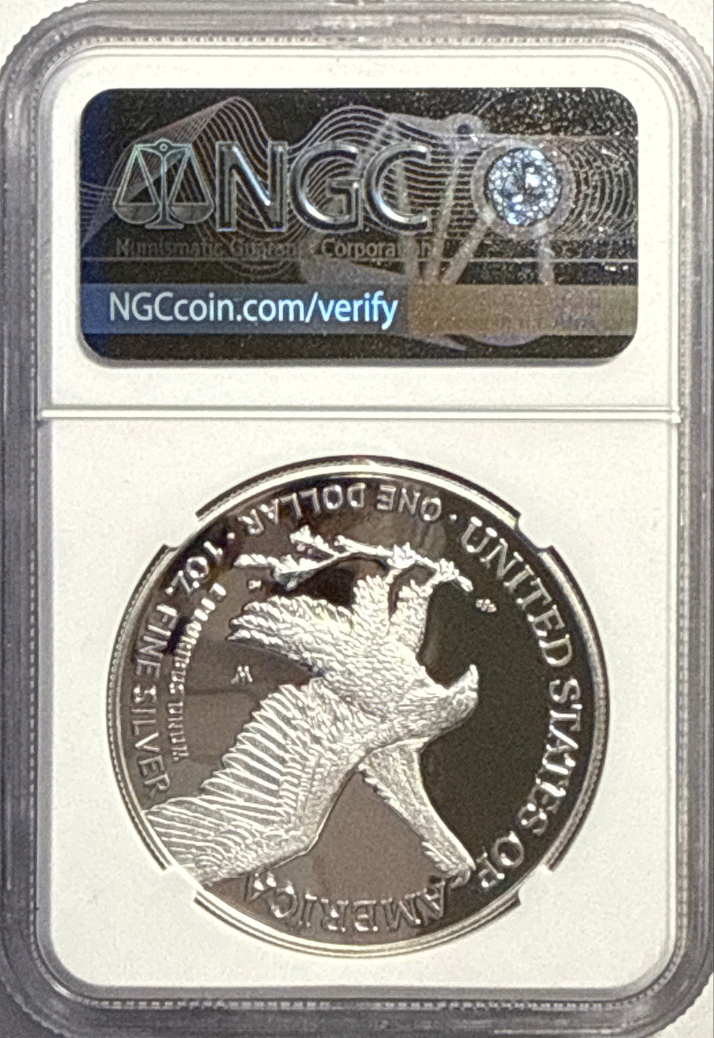 2021-W American Silver Eagle $1 Eagle Landing T-2 NGC ER  PF70 UCAM Michael Gaudioso Hand-Signed.