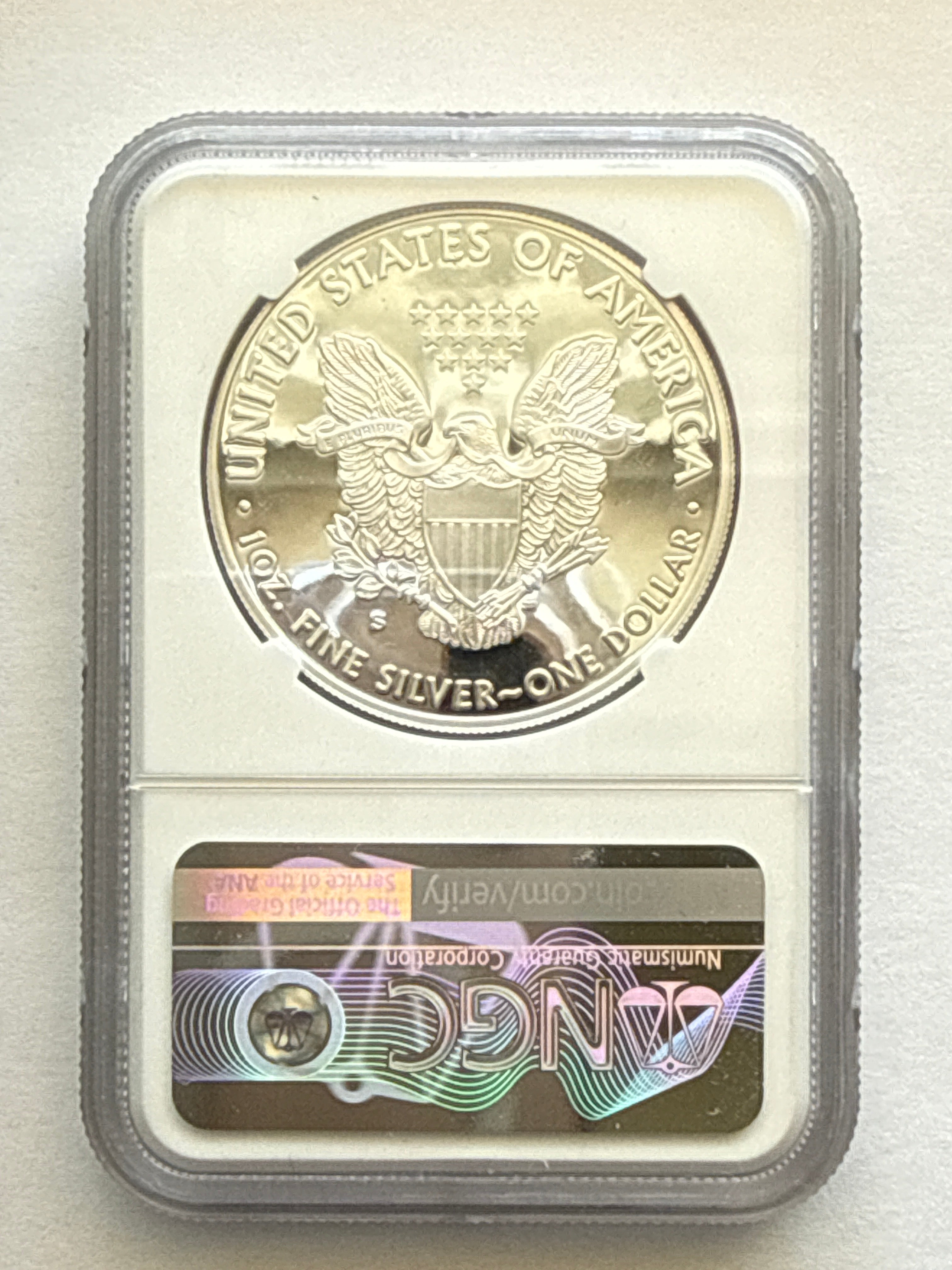 2018-S American Silver Eagle NGC 1 oz PF70 UCAM  J. M. Mercanti hand signed  Art Label