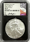 2021-W Burnished American Silver Eagle T-2 NGC FDOI MS70 D. Ryder Hand Signed