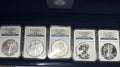2011  Silver Eagles NGC 5 Piece-25th Anniversary Set -  MS/PF70/PF70-UCAM Early Releases  with Display Box