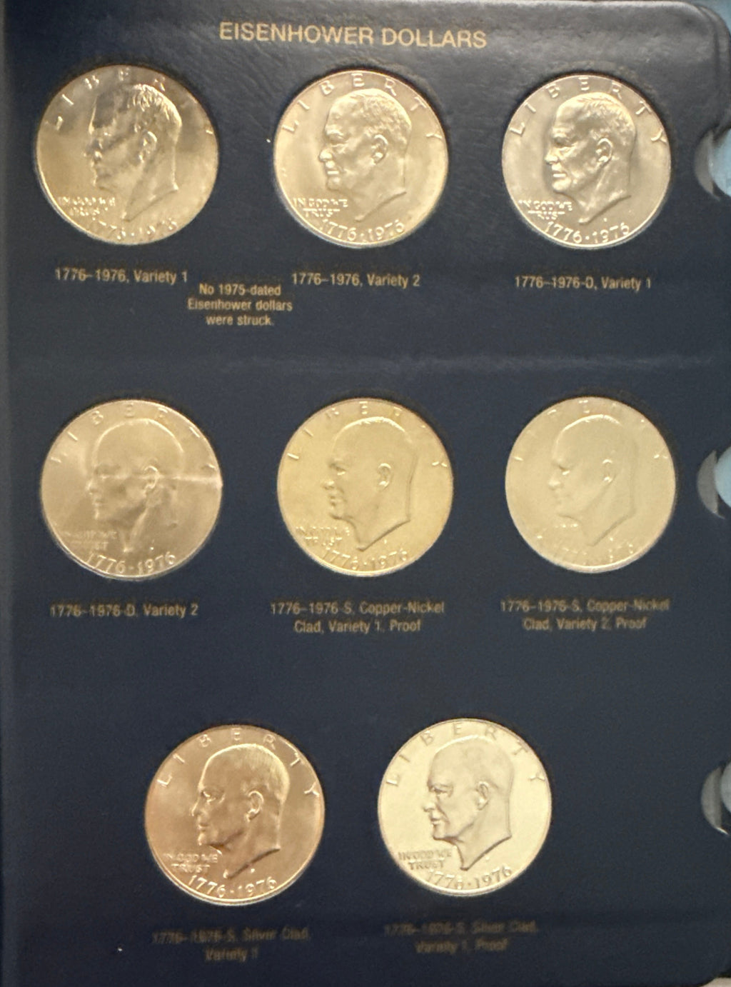 1971-1978-D,P,S American Eisenhower Silver and Silver Clad Dollars Complete 32-Coin Set in a Whittman Album 10 Coins 40% Silver