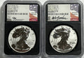2021-W American Silver Eagle T-1/T-2 2-Coin Box Set Silver Design Set NGC First Release Reverse PF70 FL Mercanti/Gaudioso