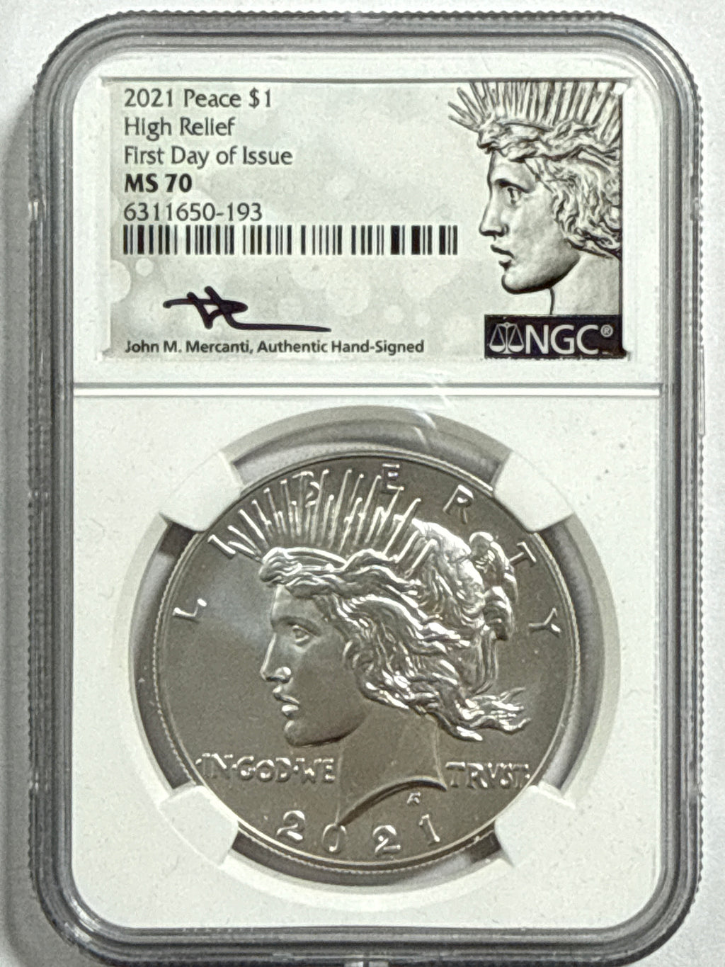 2021-CC/D/O/P/S Morgan/Peace Silver Dollar 6 Piece Set NGC MDS70 FDOI Mercanti Habd Signed