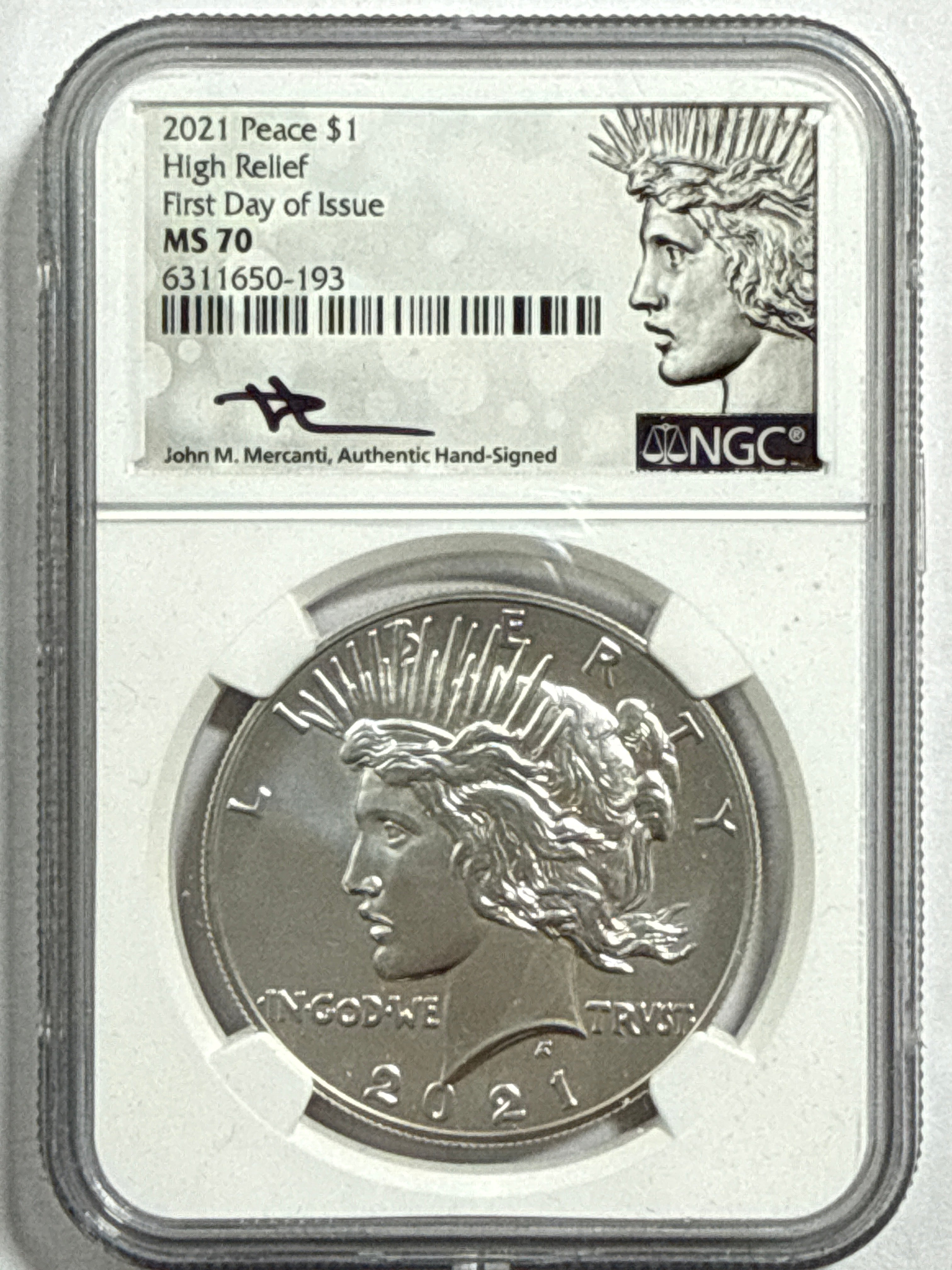 2021-CC/D/O/P/S Morgan/Peace Silver Dollar 6 Piece Set NGC MDS70 FDOI Mercanti Habd Signed