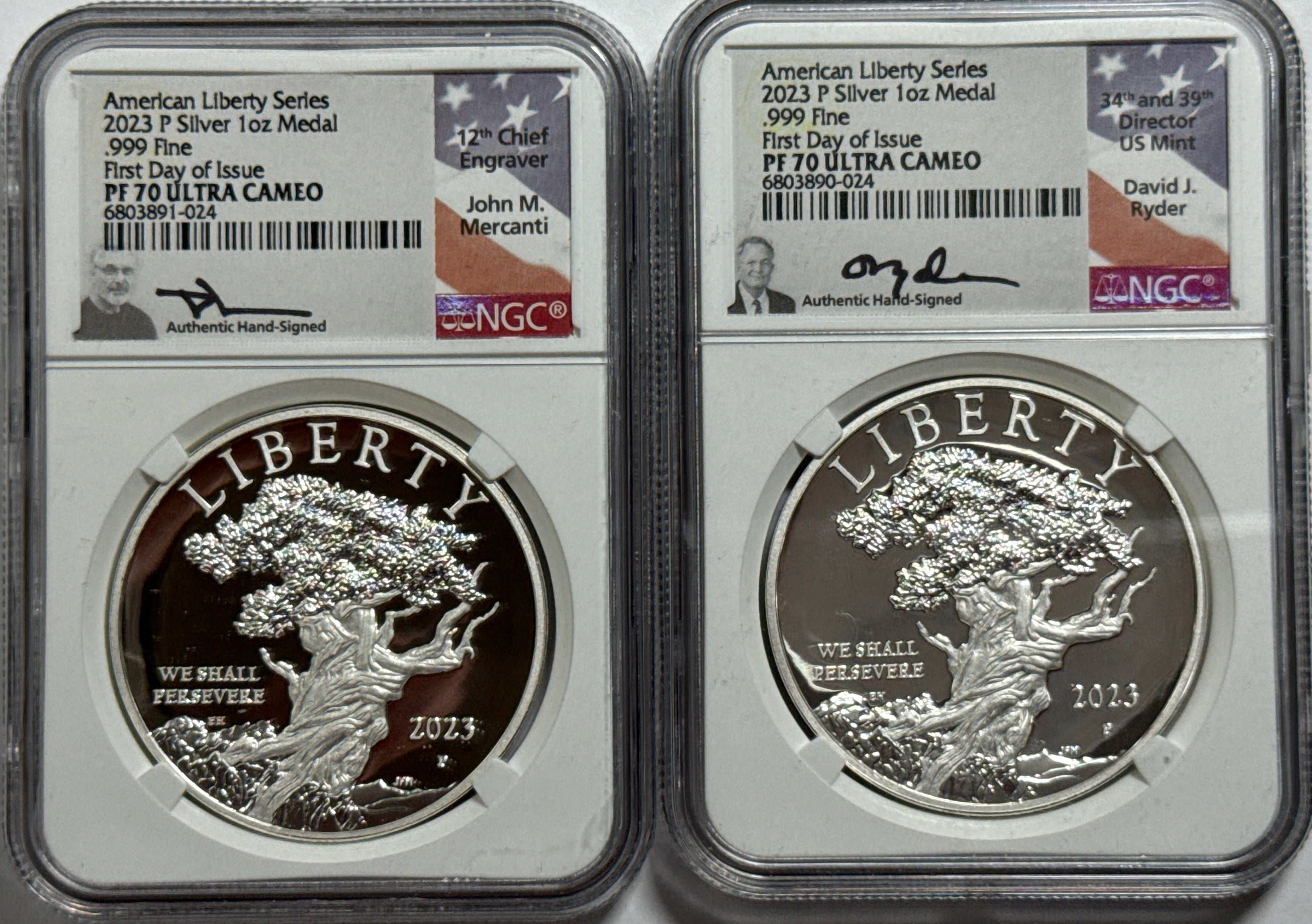 2023-P American Silver Eagle American Liberty Series 2 Coin Set NGC FDOI PF70 U CAM Mercant/Ryder