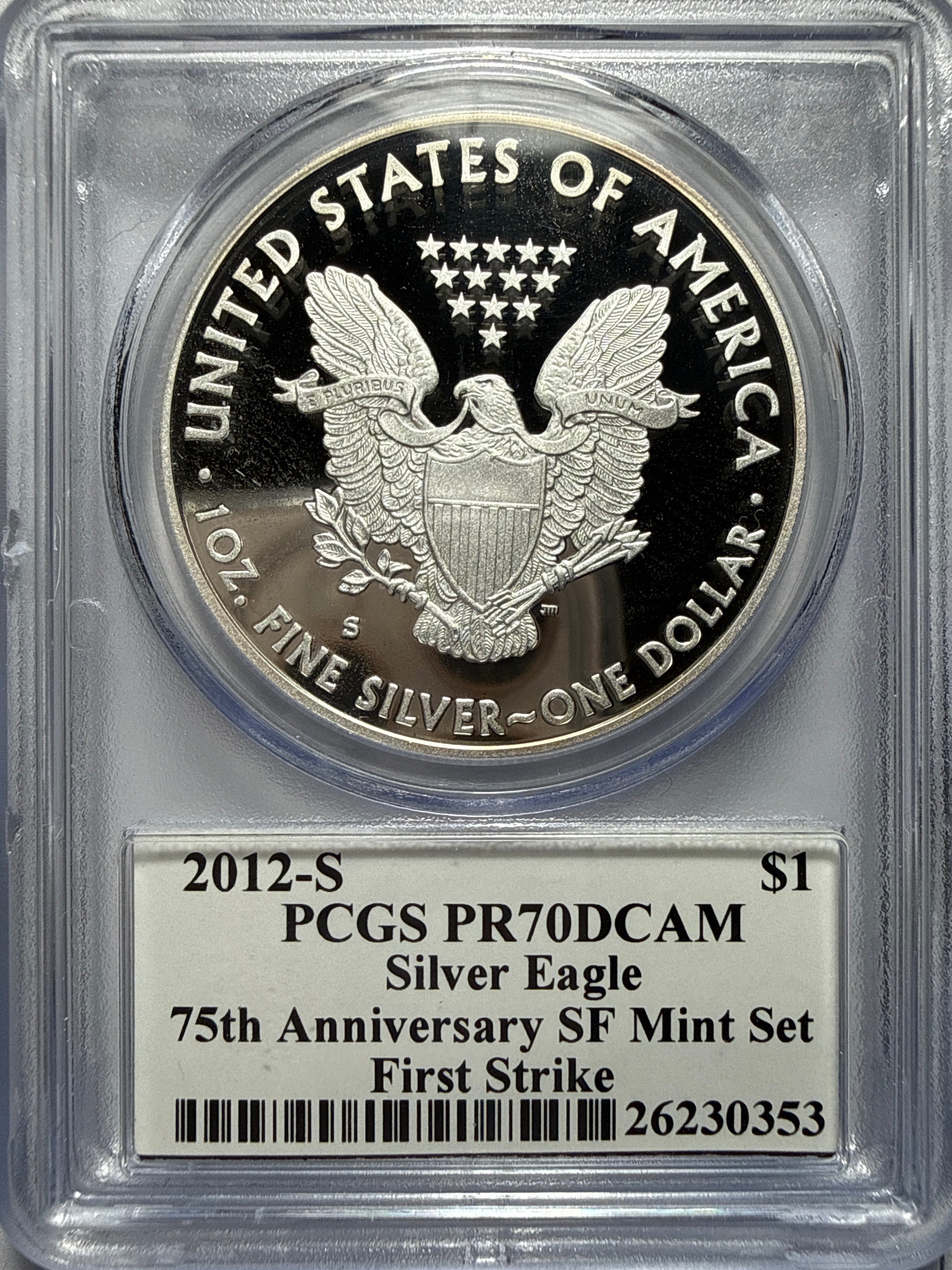 2012-S American Silver Eagle PCGS FS PR70 DCAM  75th Anniversary SF Mint Set Mercanti Signed