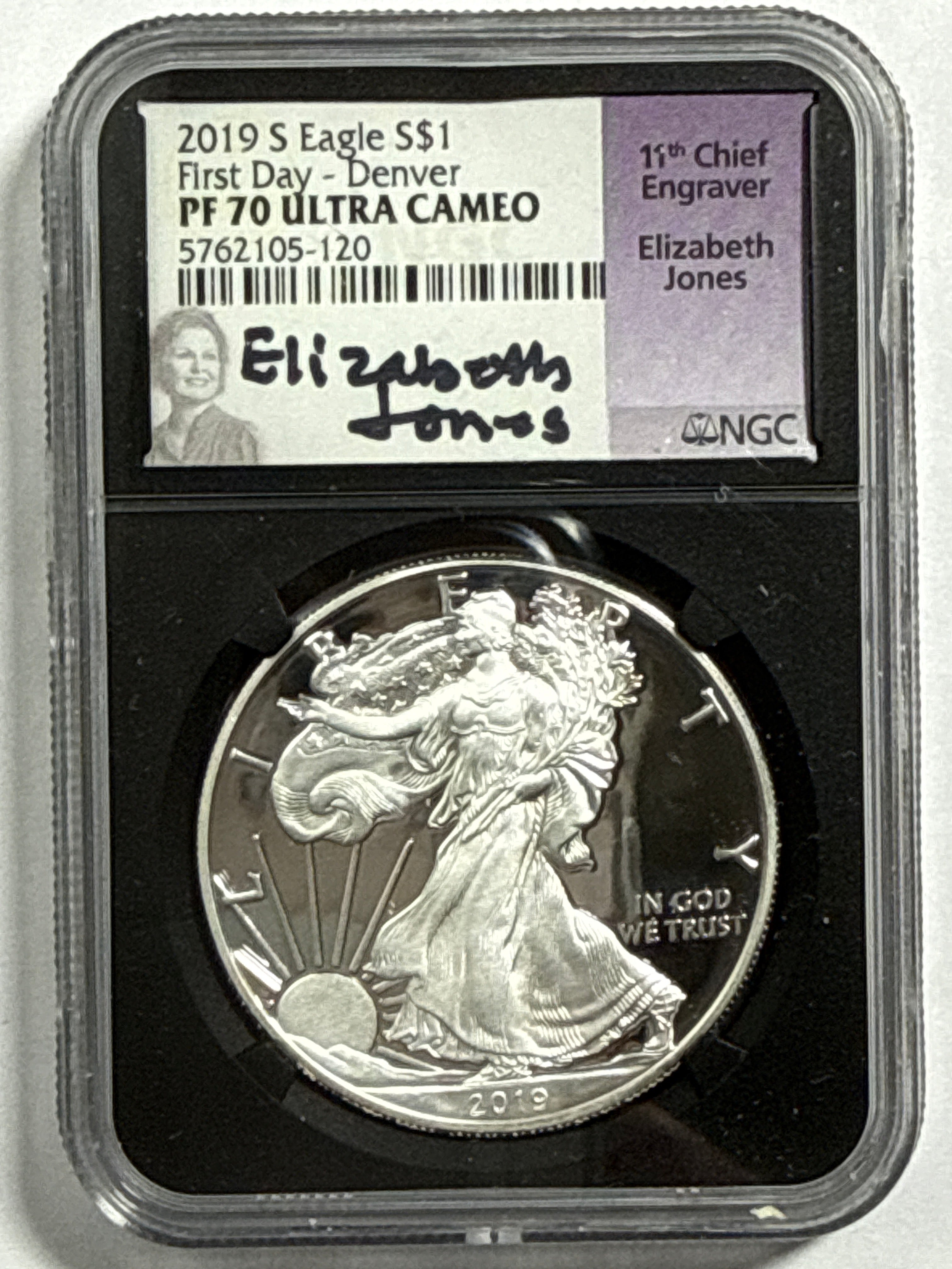2019-S Ameican Silver Eagle 3 Piece Set NGC PF70 UCAM First Day - Denver/Philadelphia/Washington Elizabeth Jones Hand Signed
