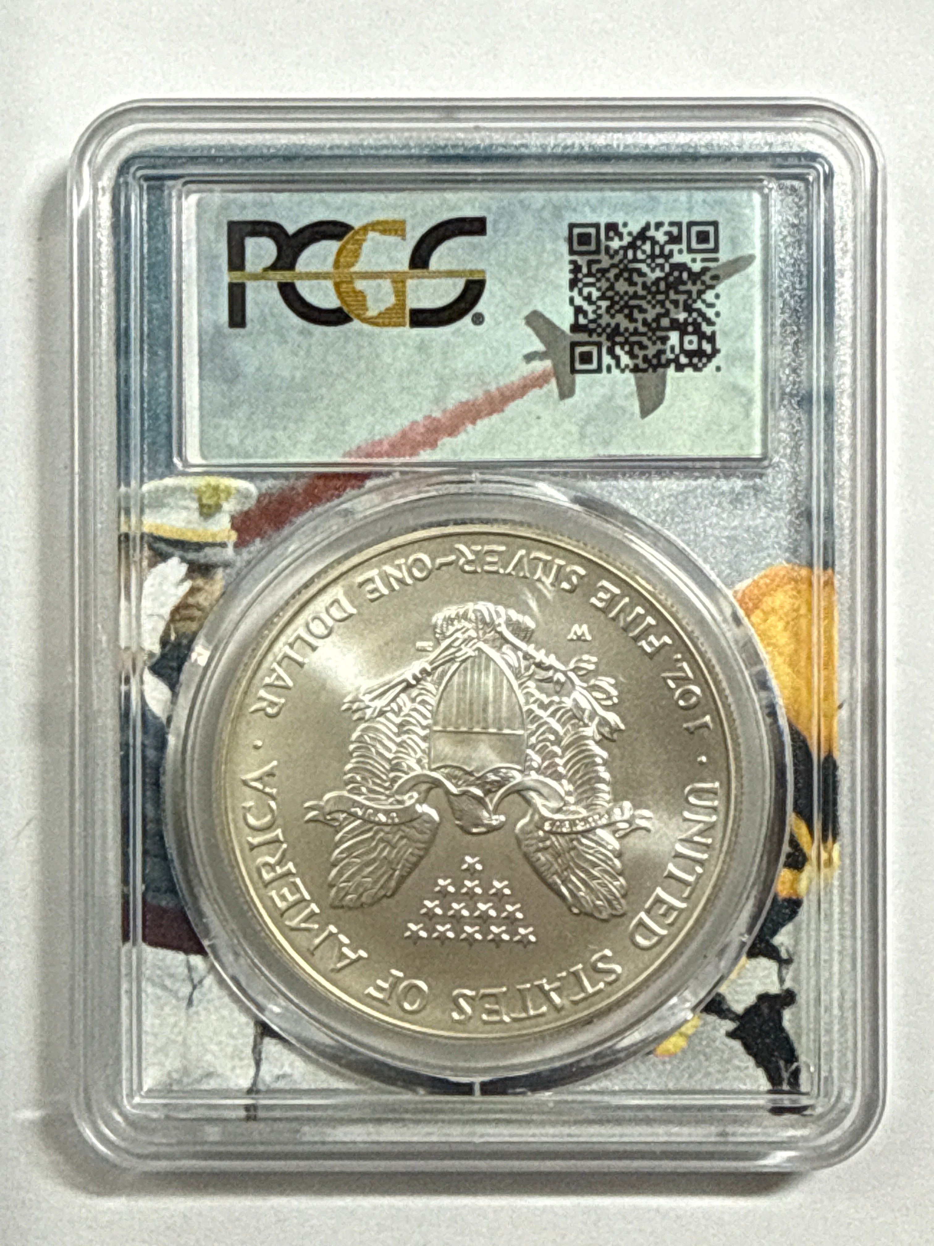 2007-W Burnished American Silver Eagle PCGS SP70 Fighter Jet Label