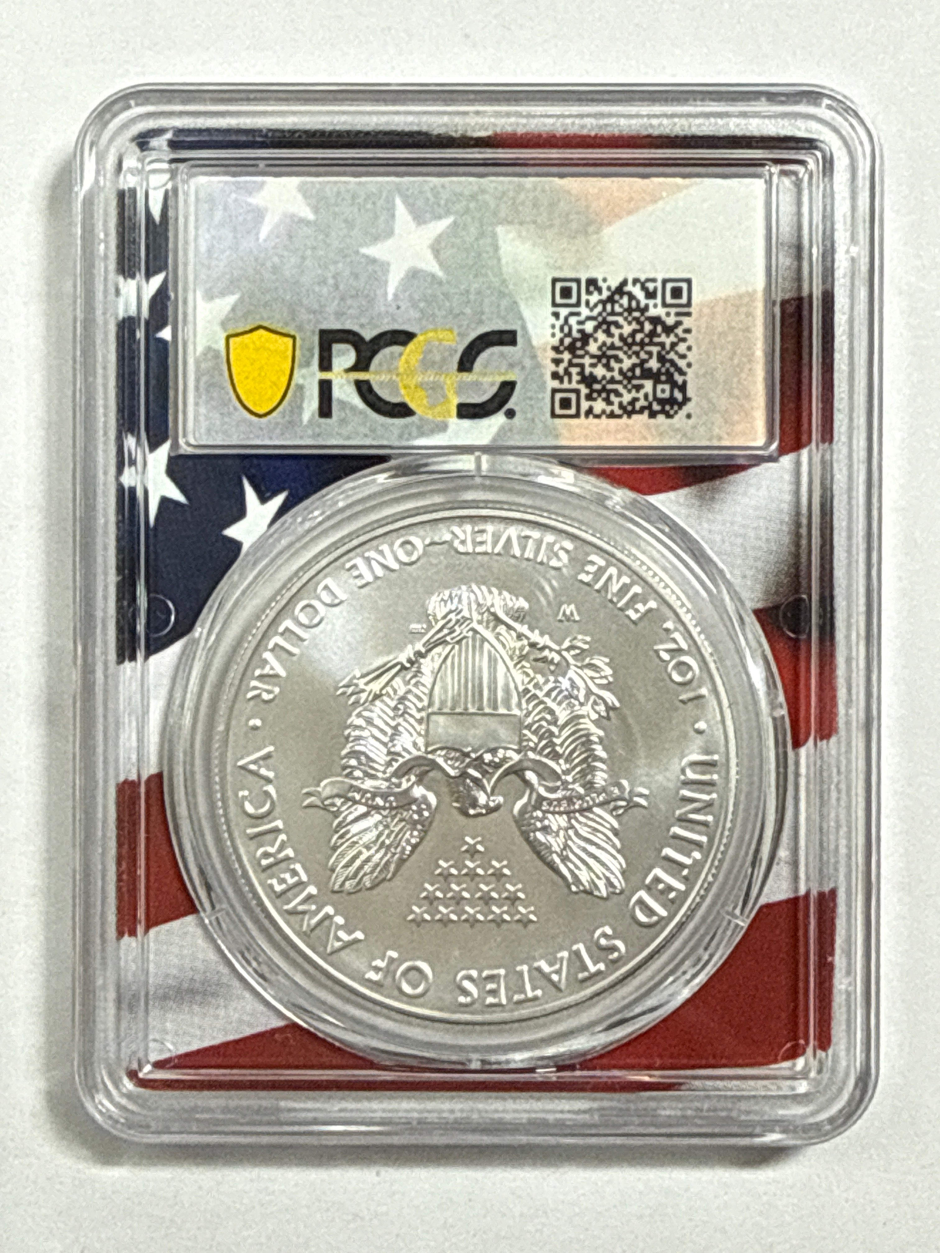 2019-W Burnished American Silver Eagle PCGS SP70 FDOI Flag Label