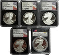 2024-S American Silver Eagle 5 Coin Set NGC FDOI PF70 UCAM/PR70 DCAM Gaudioso/Mercanti/Ryder/Frost/Damstra