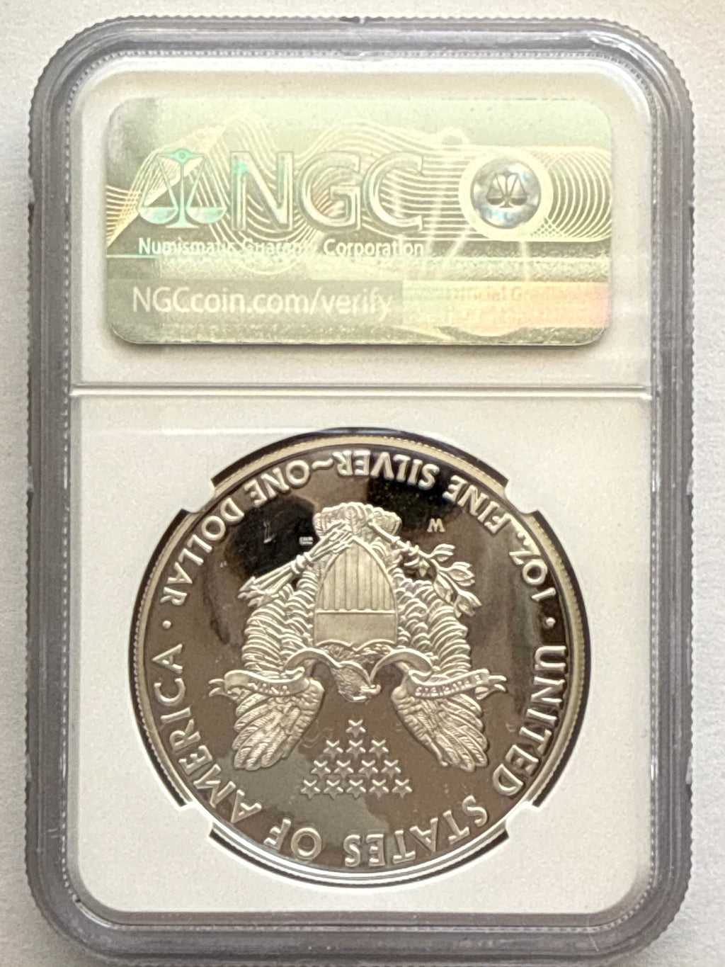 2008-W American Silver Eagle NGC 1 oz PF70 UCAM  J. M. Mercanti hand signed pop #12 Art Label
