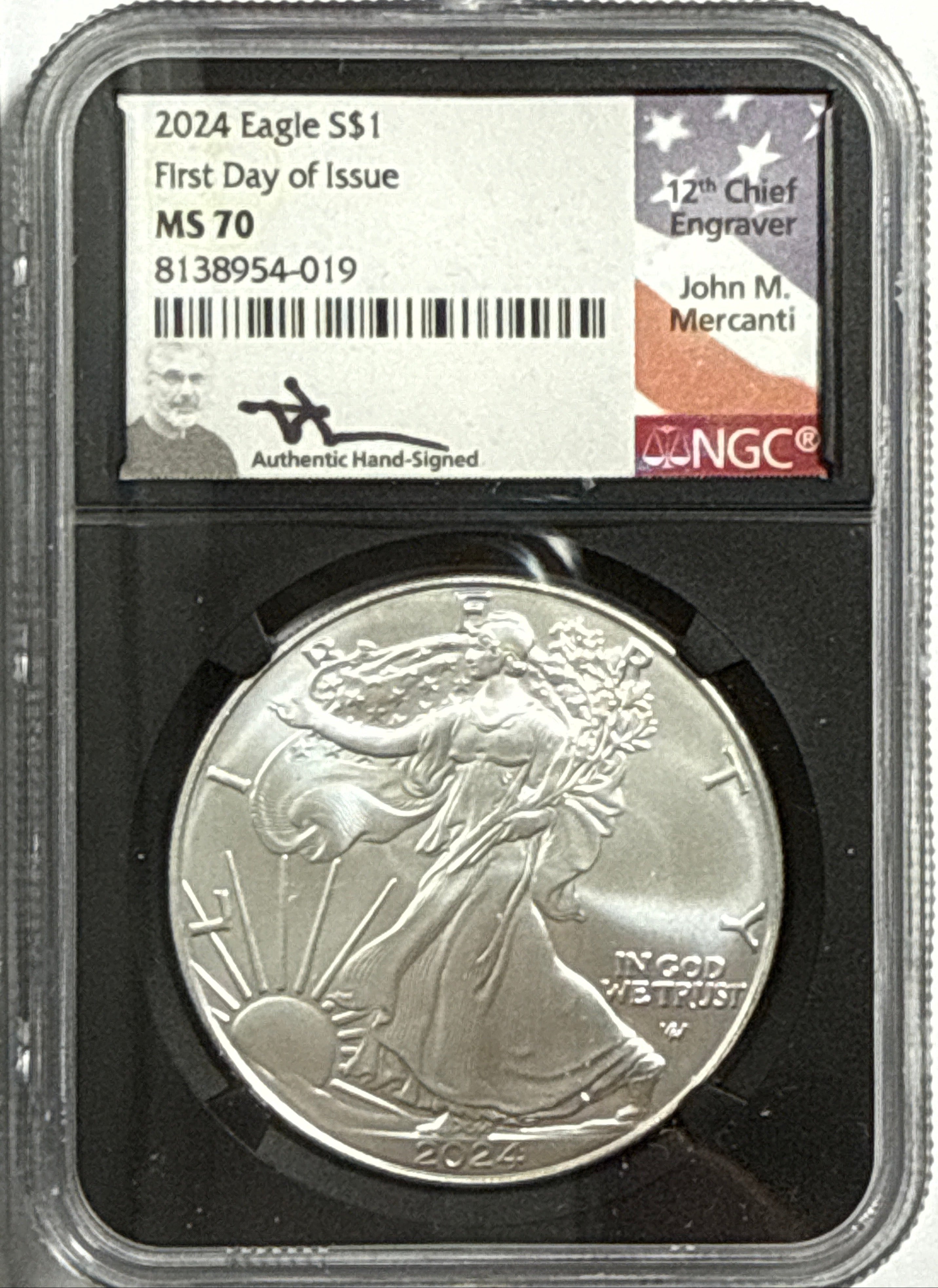 2024 American Silver Eagle 5 Coin Set NGC FDOI MS70 Mercanti/Ryder/Jones/Gaudioso/Damstra