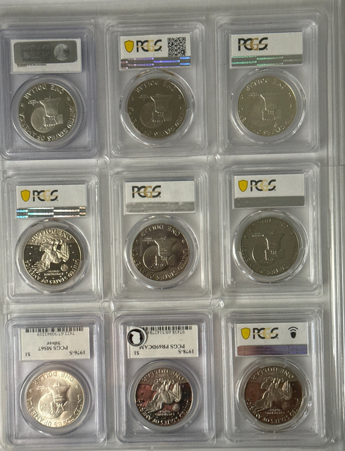 1971-1978-S American Eisenhower Silver and Silver Clad Dollars MS69/MS67 18-Coin Set 10 Coins 40% Silver