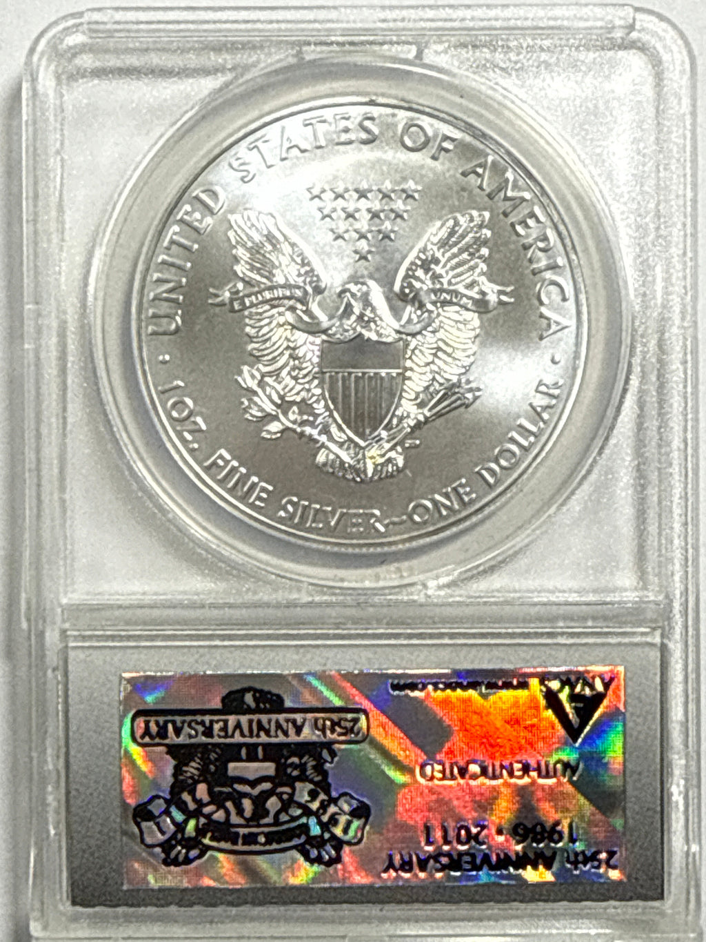 2011 American Silver Eagle ANACS $1 MS70 25th Anniversary FDI