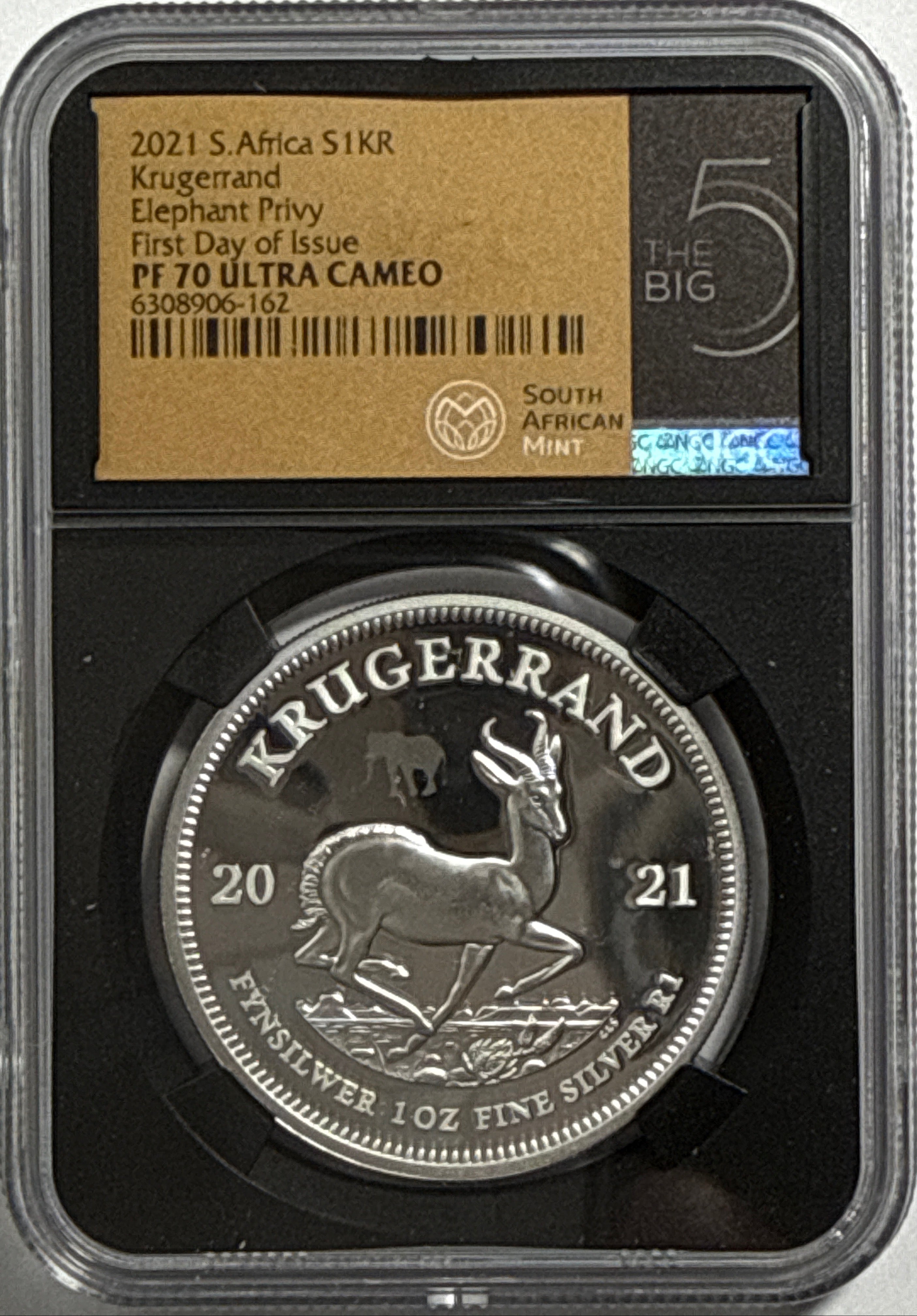 2021 South Africa S 1KR Krugerand Elephant Privy NGC FDI  PF70 UCAM