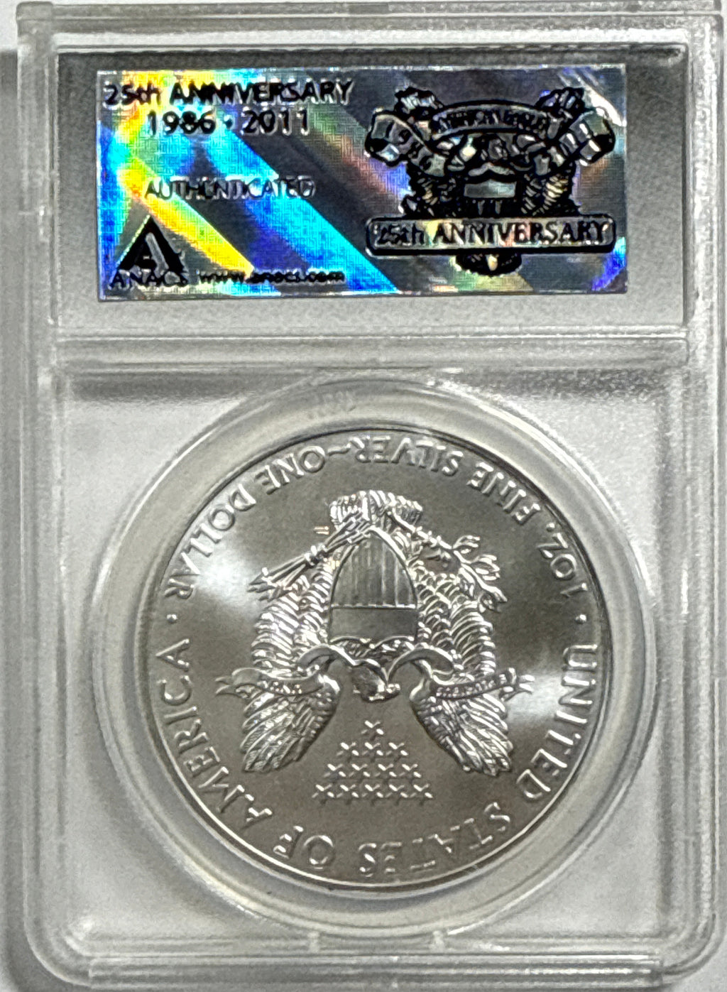 2011 American Silver Eagle ANACS $1 MS70 25th Anniversary FDI