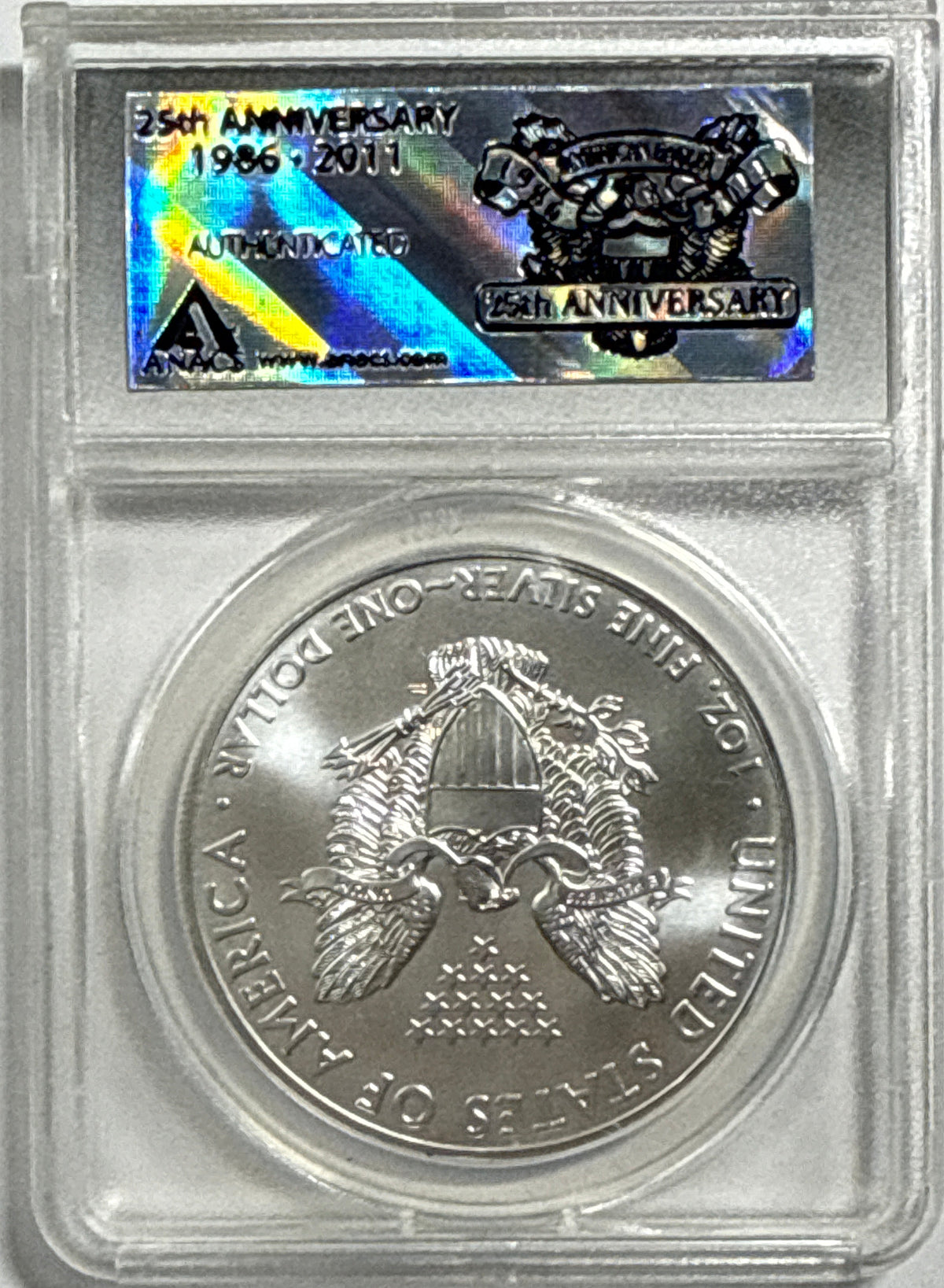 2011 American Silver Eagle ANACS $1 MS70 25th Anniversary FDI
