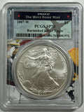 2007-W Burnished American Silver Eagle PCGS SP70 Fighter Jet Label