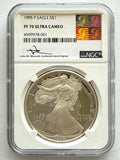 1995-P American Silver Eagle NGC 1 oz PF70 UCAM  J. M. Mercanti hand signed pop #1 Art Label