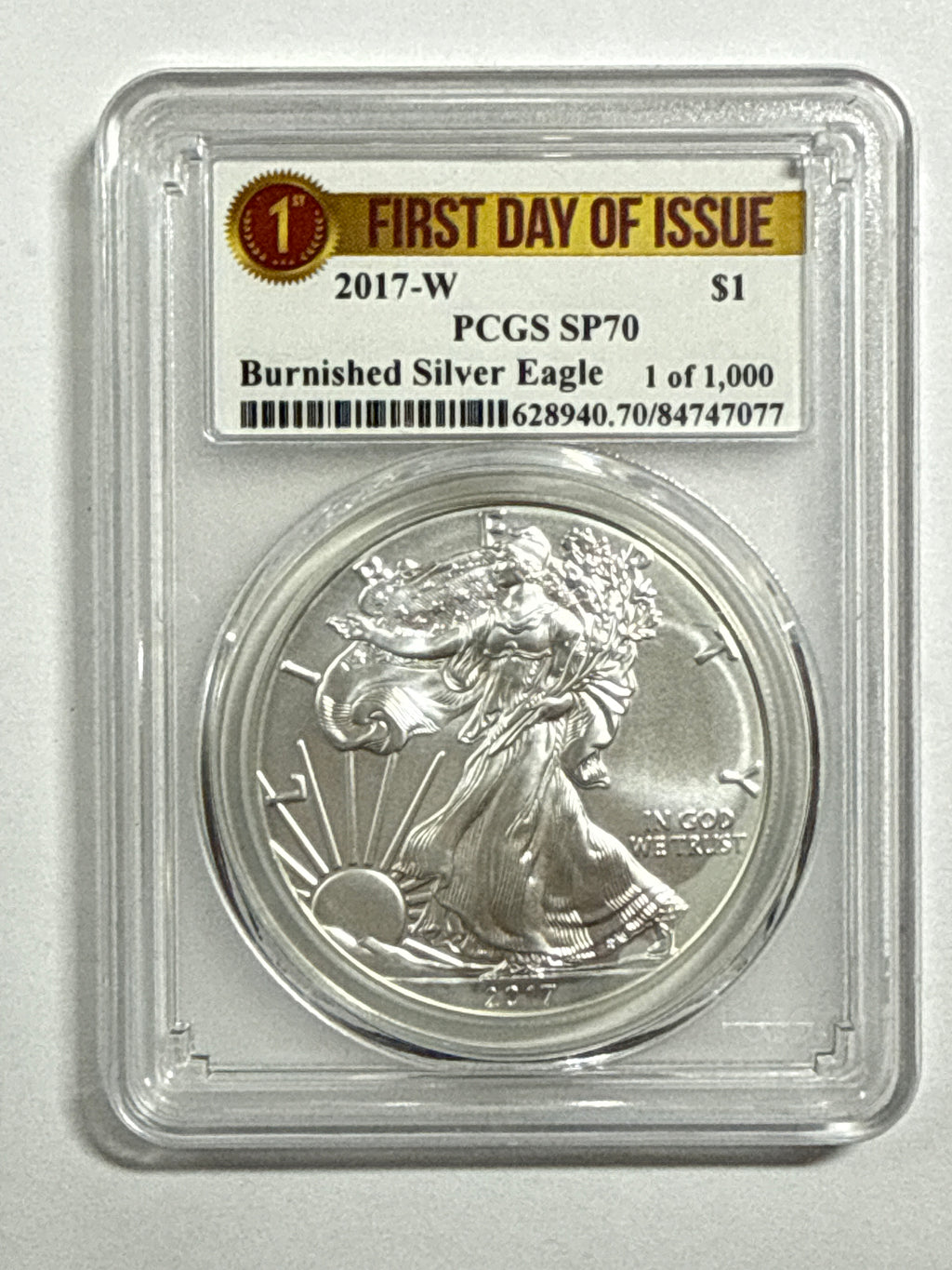 2017-W Burnished American Silver Eagle PCGS SP70 FDOI