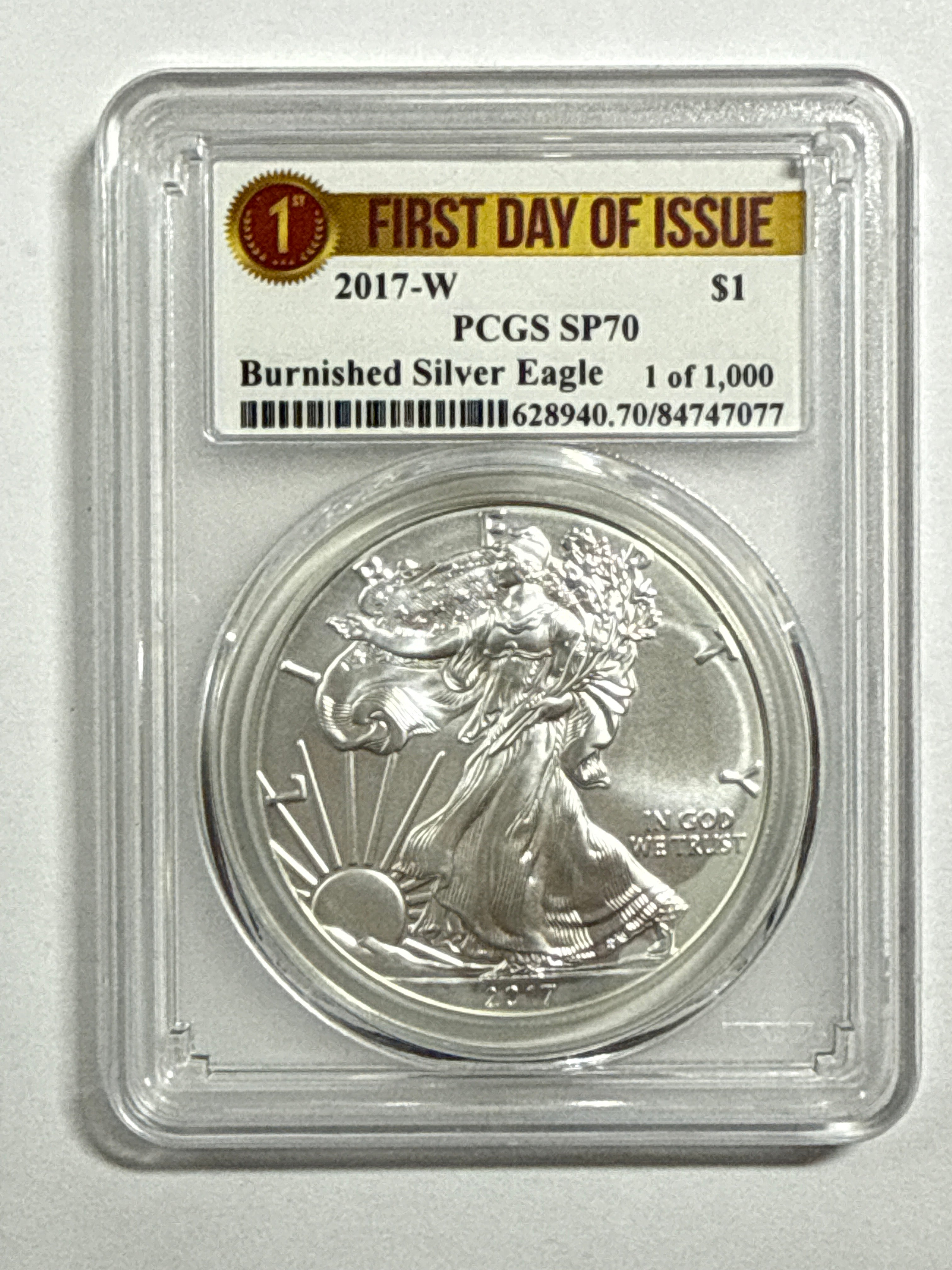 2017-W Burnished American Silver Eagle PCGS SP70 FDOI