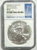 2017-W Burnished American Silver Eagle NGC MS70 FDOI Blue Label