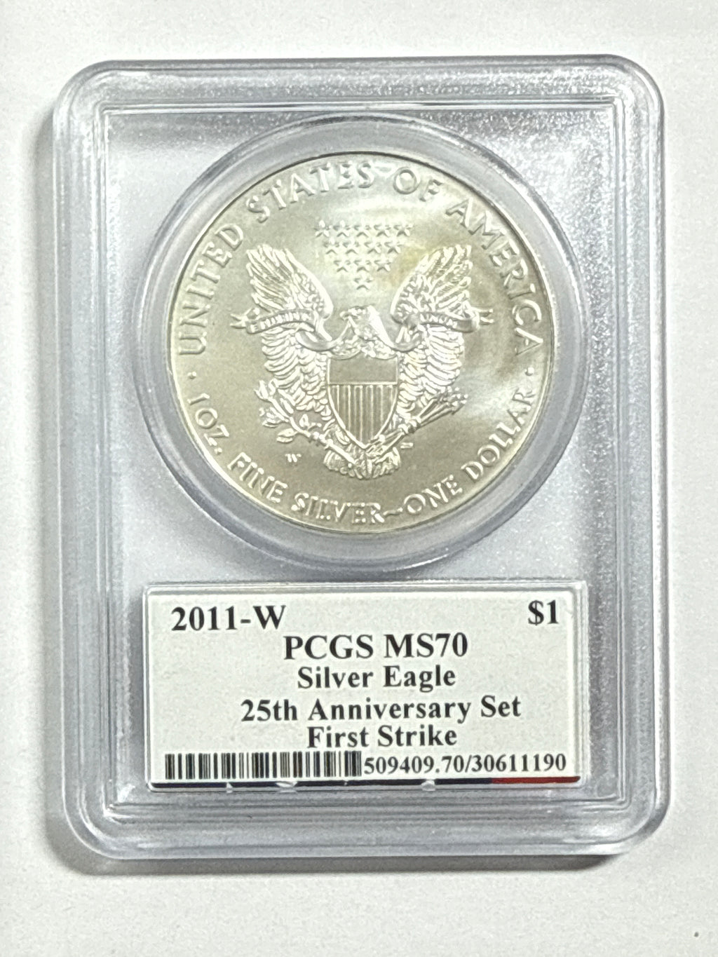 2011-W Burnished American Silver Eagle PCGS MS70 FS 25th Anniv Set