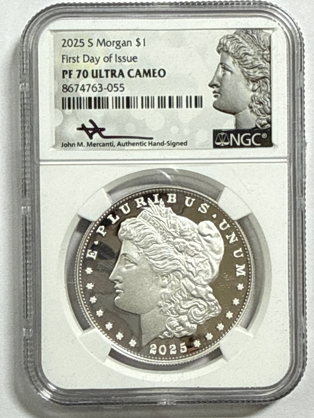 2025-P/S Morgan/Peace Silver Dollar 4 Piece Set NGC FDOI MS70/PF70 UCAM John Mercanti Hand Signed