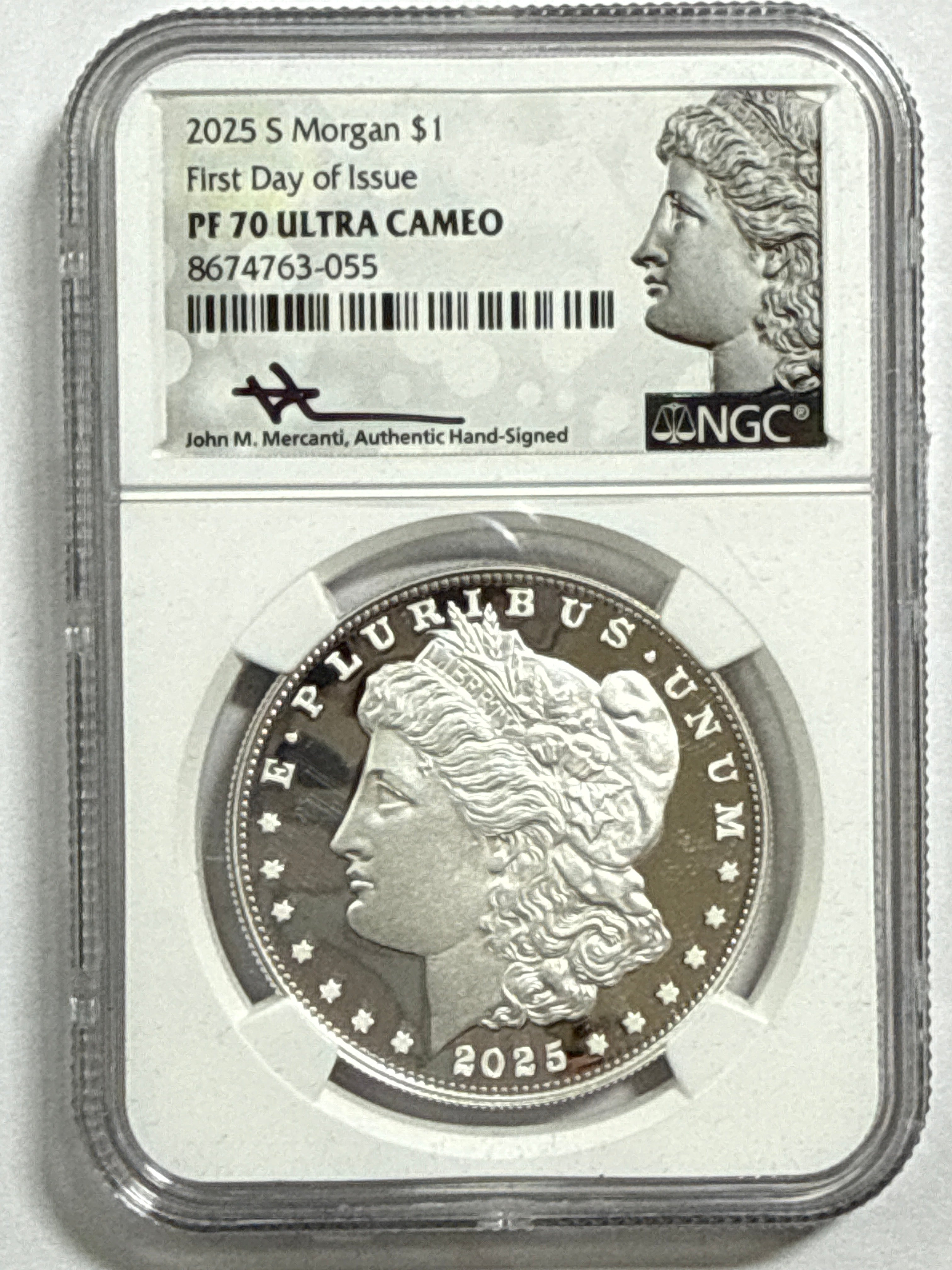 2025-P/S Morgan/Peace Silver Dollar 4 Piece Set NGC FDOI MS70/PF70 UCAM John Mercanti Hand Signed