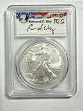 2014-W Burnished American Silver Eagle PCGS SP70 Flag Label Edmund Moy Hand Signed
