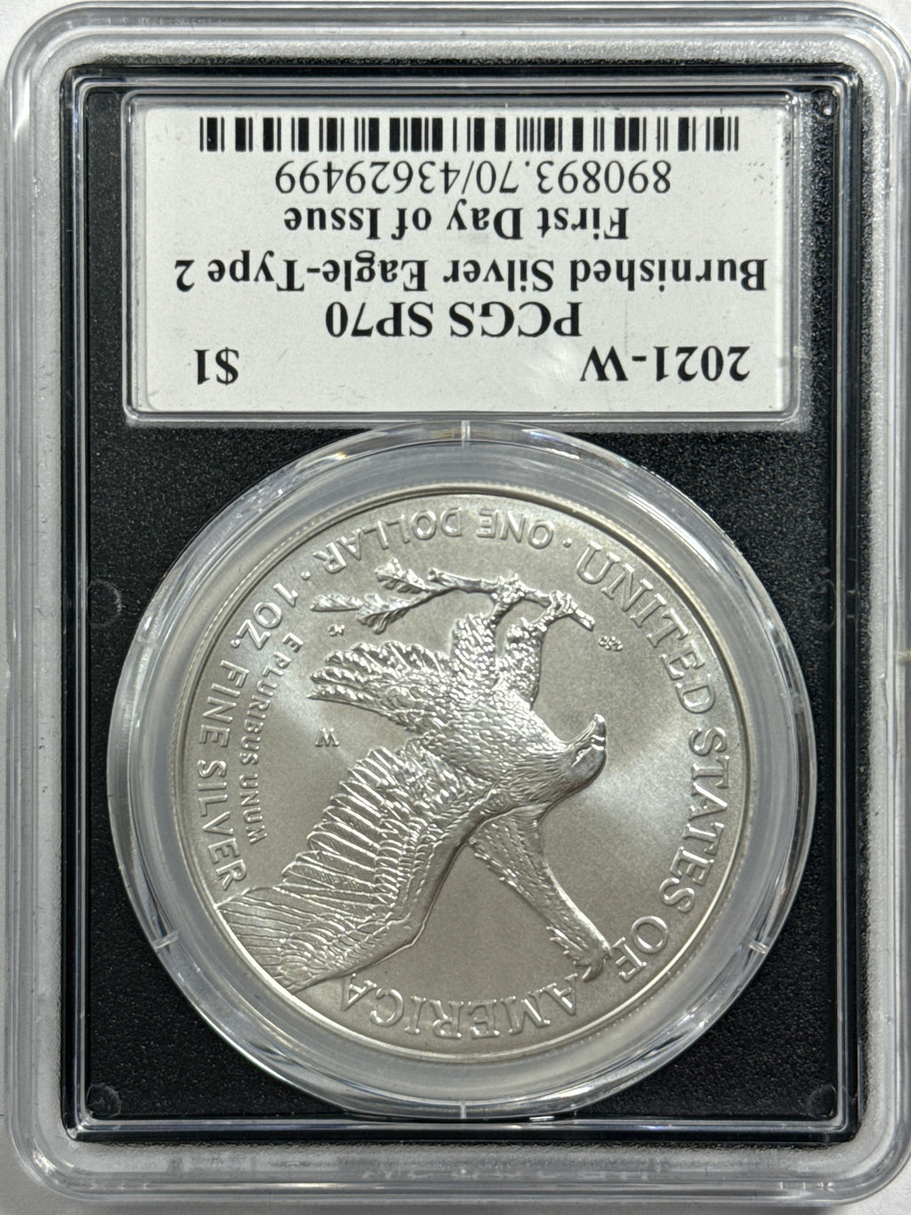 2021-W Burnished American Silver Eagle 2 Piece Set T-2 NGC/PCGS MS70/SP70 FDOI Gaudioso/Damstra
