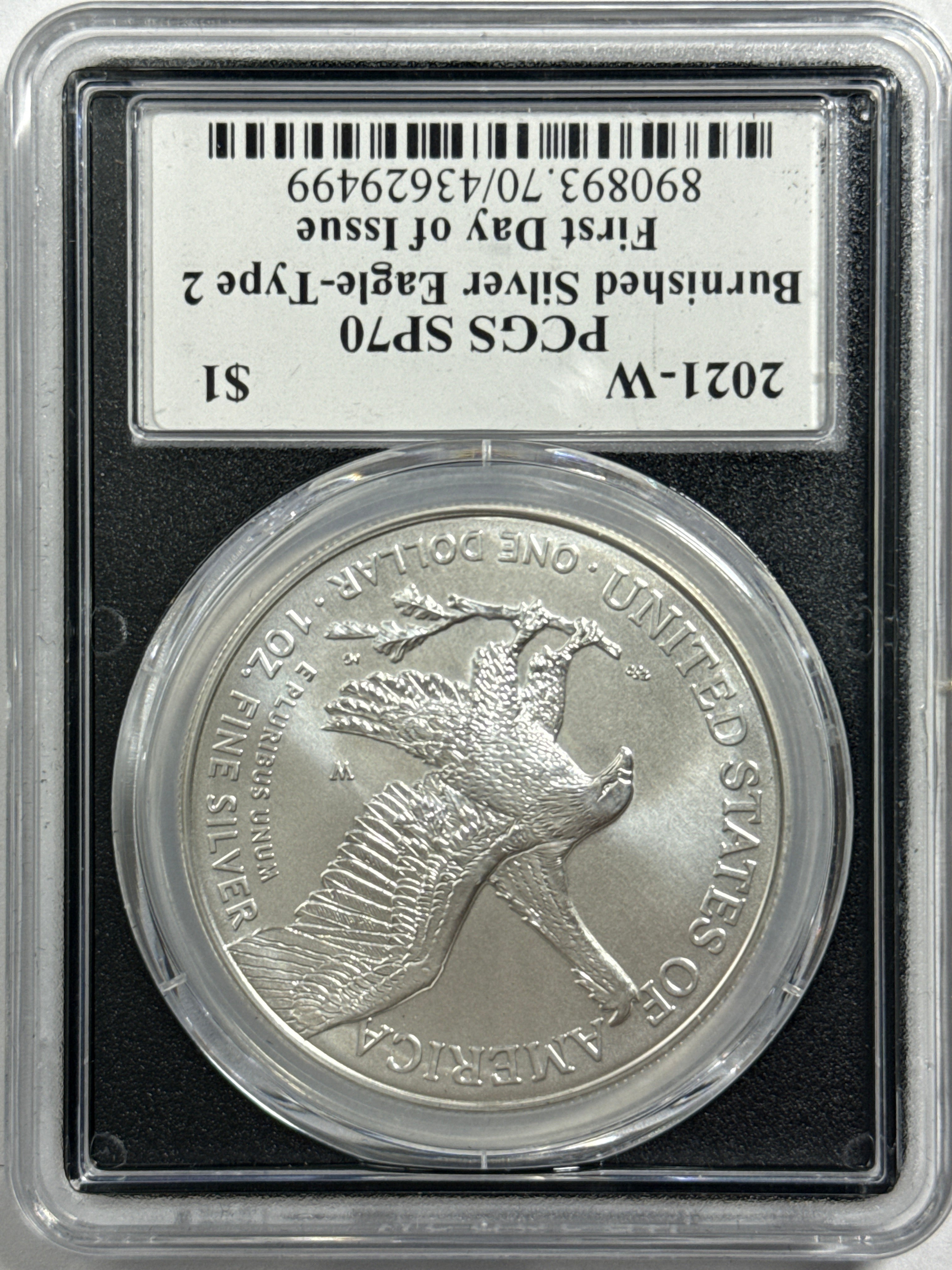 2021-W Burnished American Silver Eagle 2 Piece Set T-2 NGC/PCGS MS70/SP70 FDOI Gaudioso/Damstra