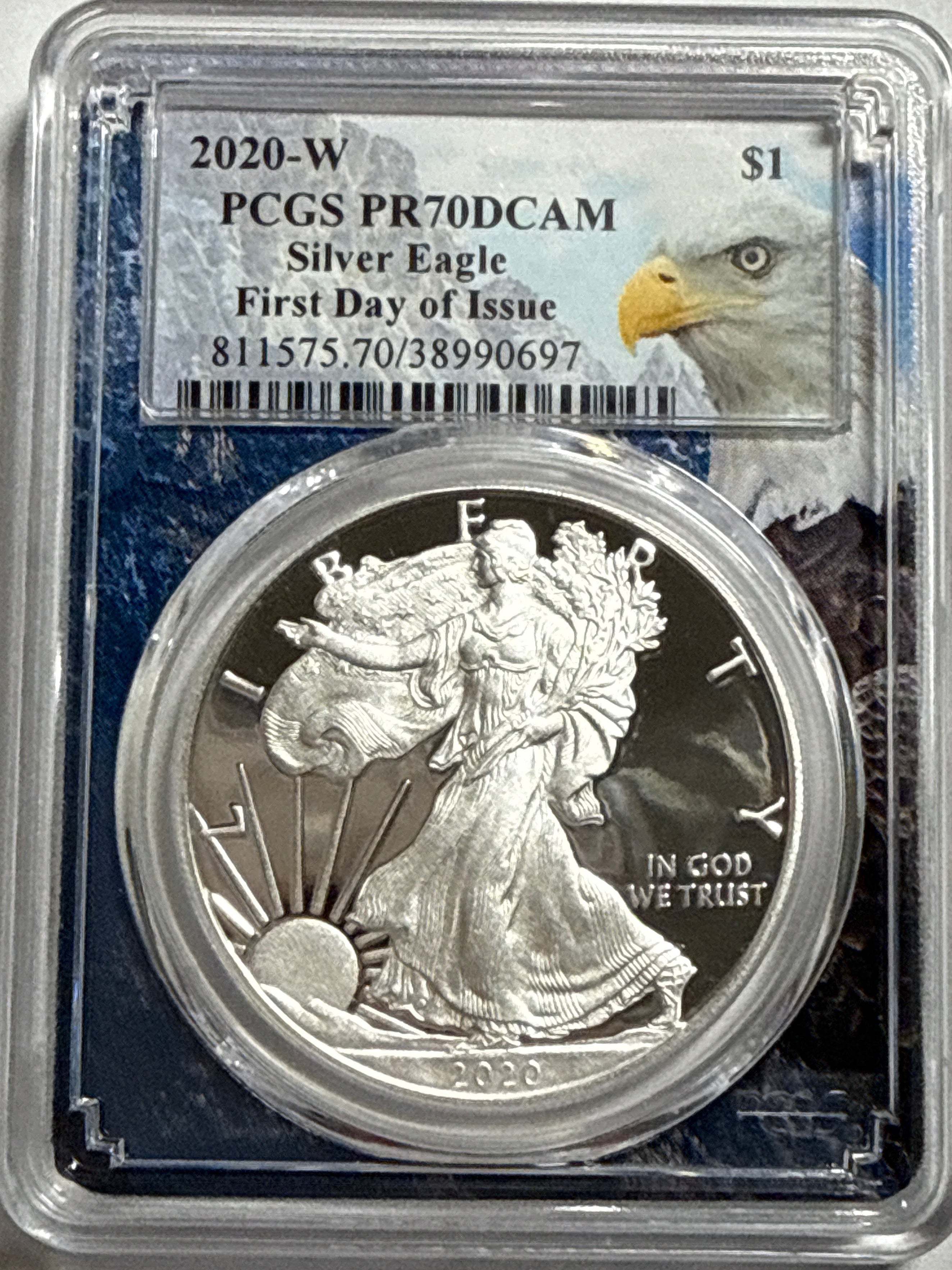 2020-W American Silver Eagle PCGS FDOI PR70 DCAM PCGS