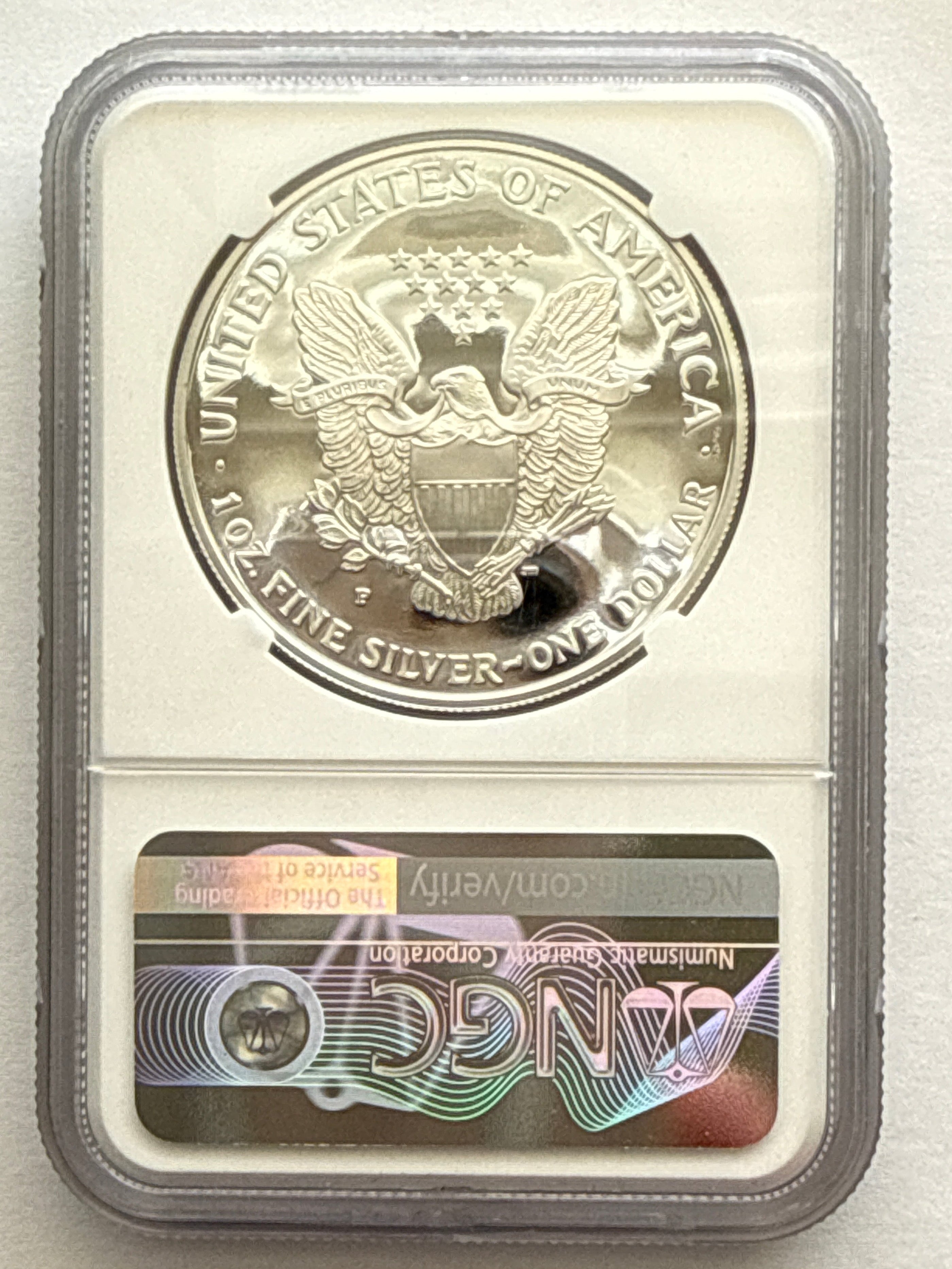 1997-P American Silver Eagle NCG 1 oz PF70 UCAM  J. M. Mercanti hand signed pop #11 Art Label