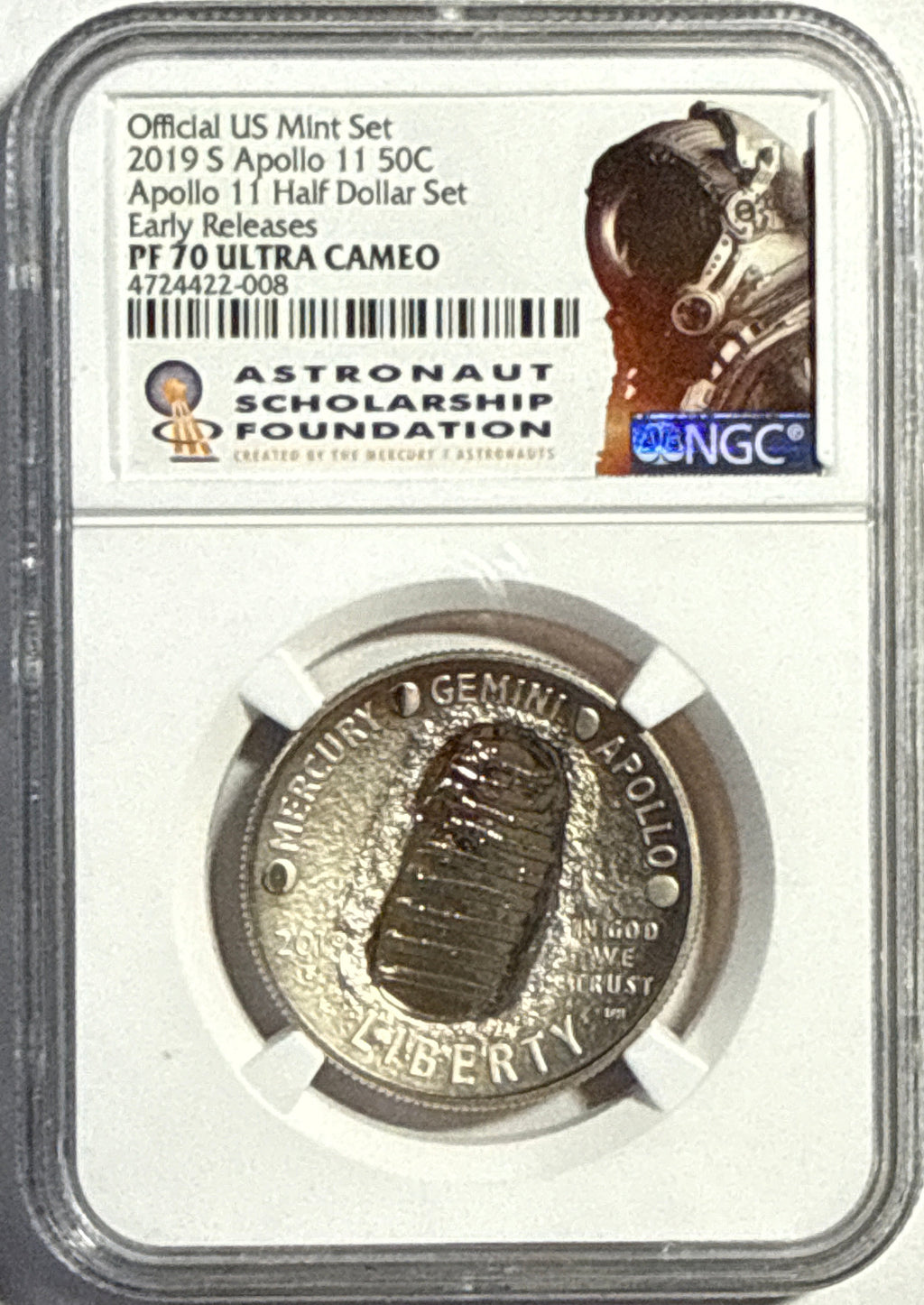 Vintage Vault: 2019-S Appollo 11 50C Half Dollar Set ER PF70 UCAM NGC Kennedy 50C Appollo 11 Half Dollar Set ER PF70 ENCH REV PF NGC 2-Coin Box Set.