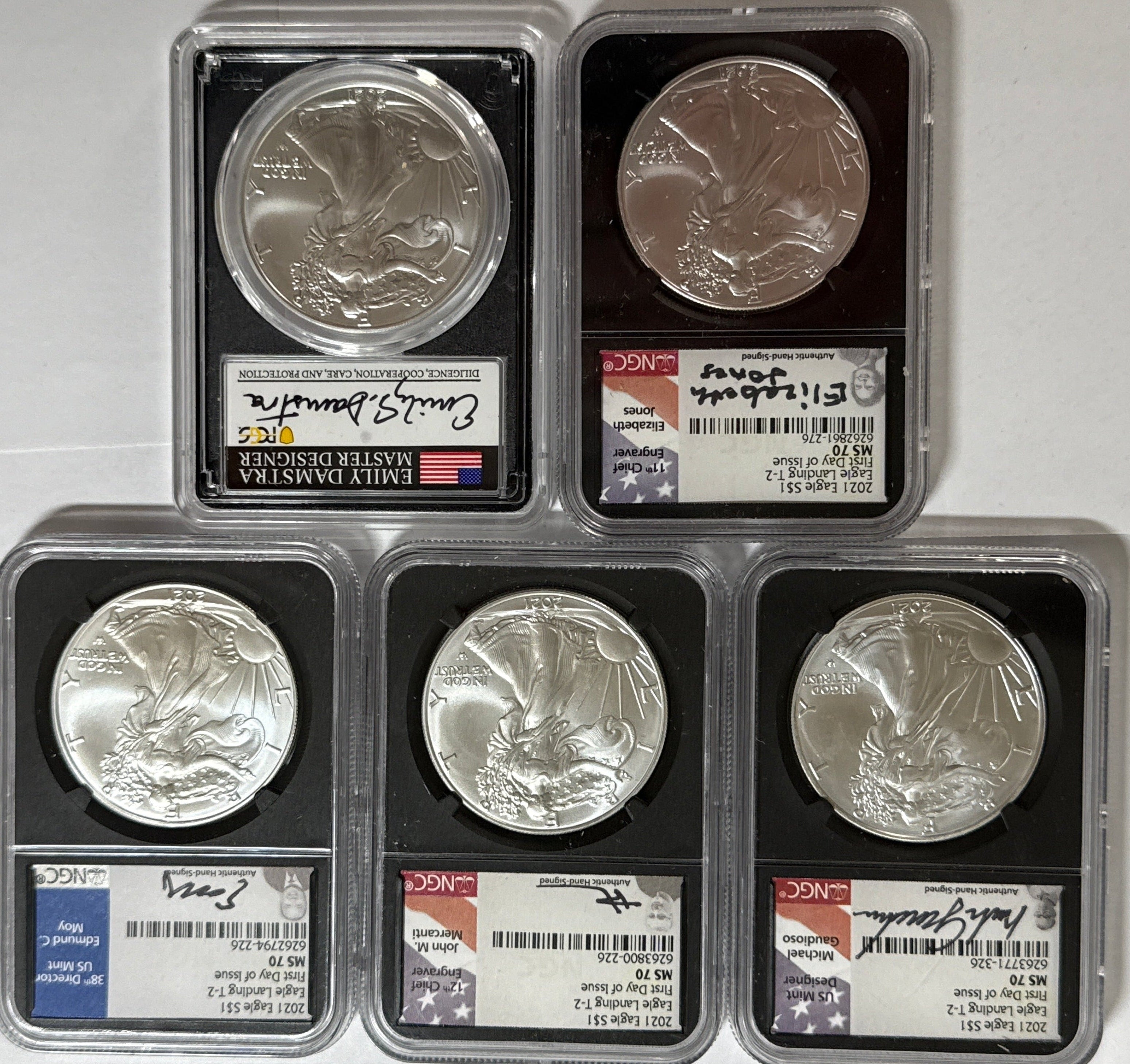 2020-W American Silver Eagle 9 Piece Set NGC PF70 UCAM First Day - Denver/Philadelphia/Washington Mercanti/Moy/Jones