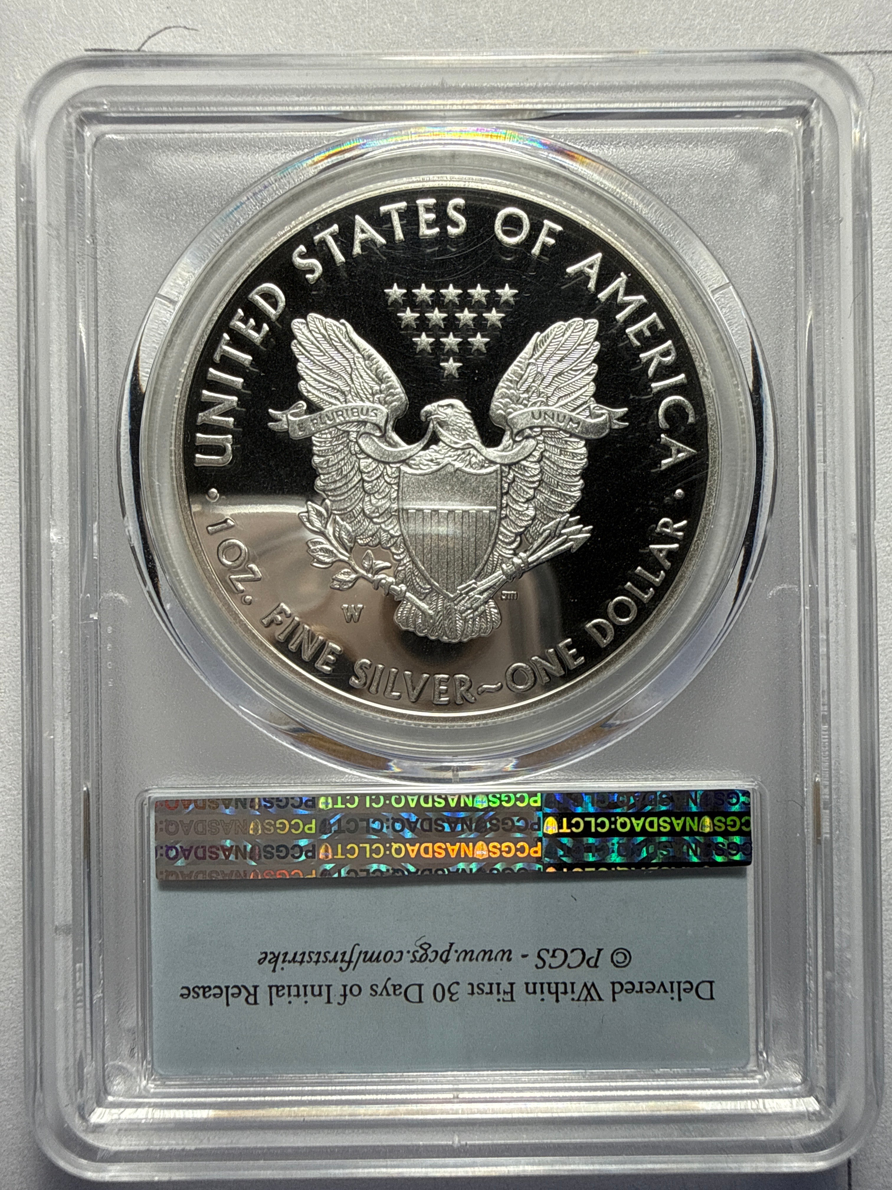 2016-W American Silver Eagle DCAM FS PR69 PCGS 30th Anniversary Lettered Edge