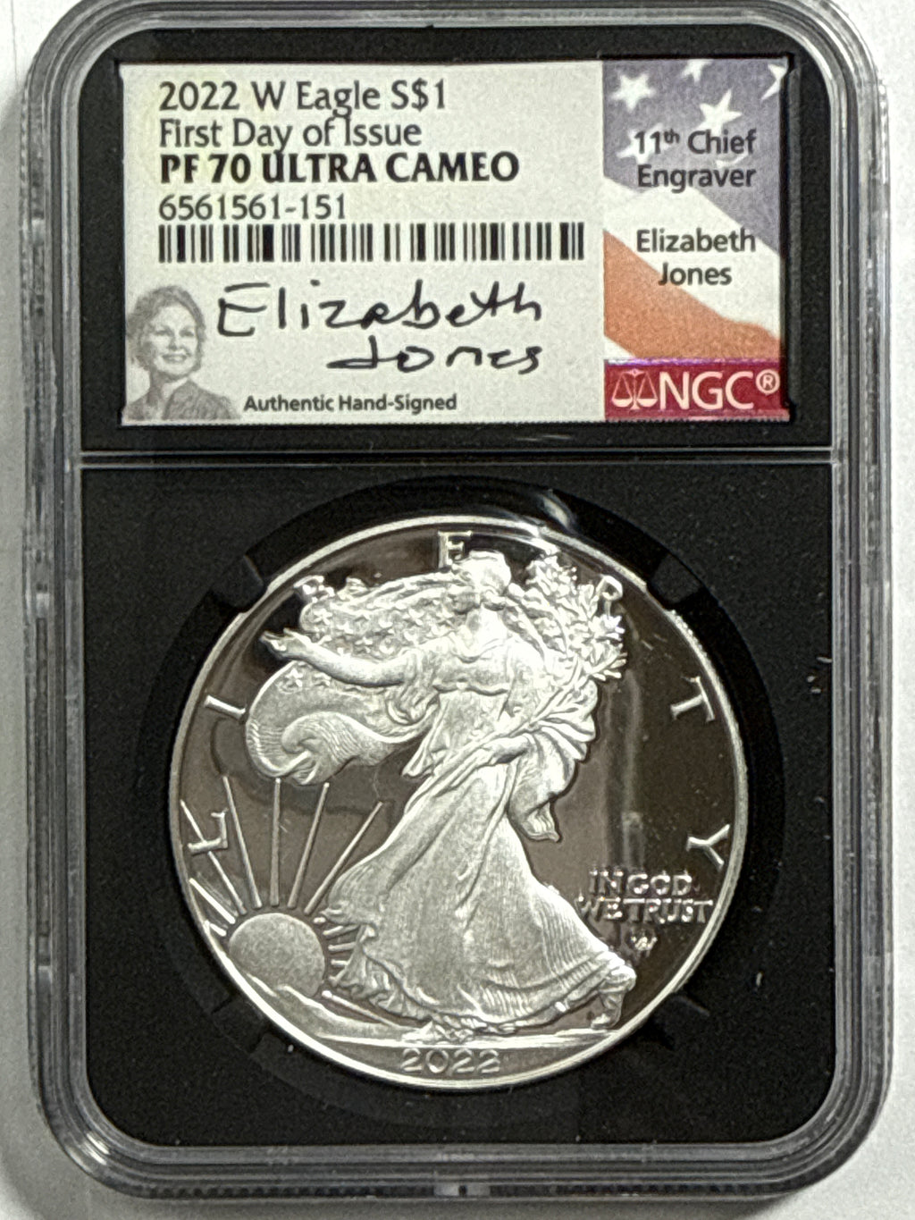2022-W. American Silver Eagle 5-Coin Box Set NGC/PCGS FDOI PF70 UCAM/PR70 DCAM Mercanti/Jones/Gaudioso/Ryder/Damstra