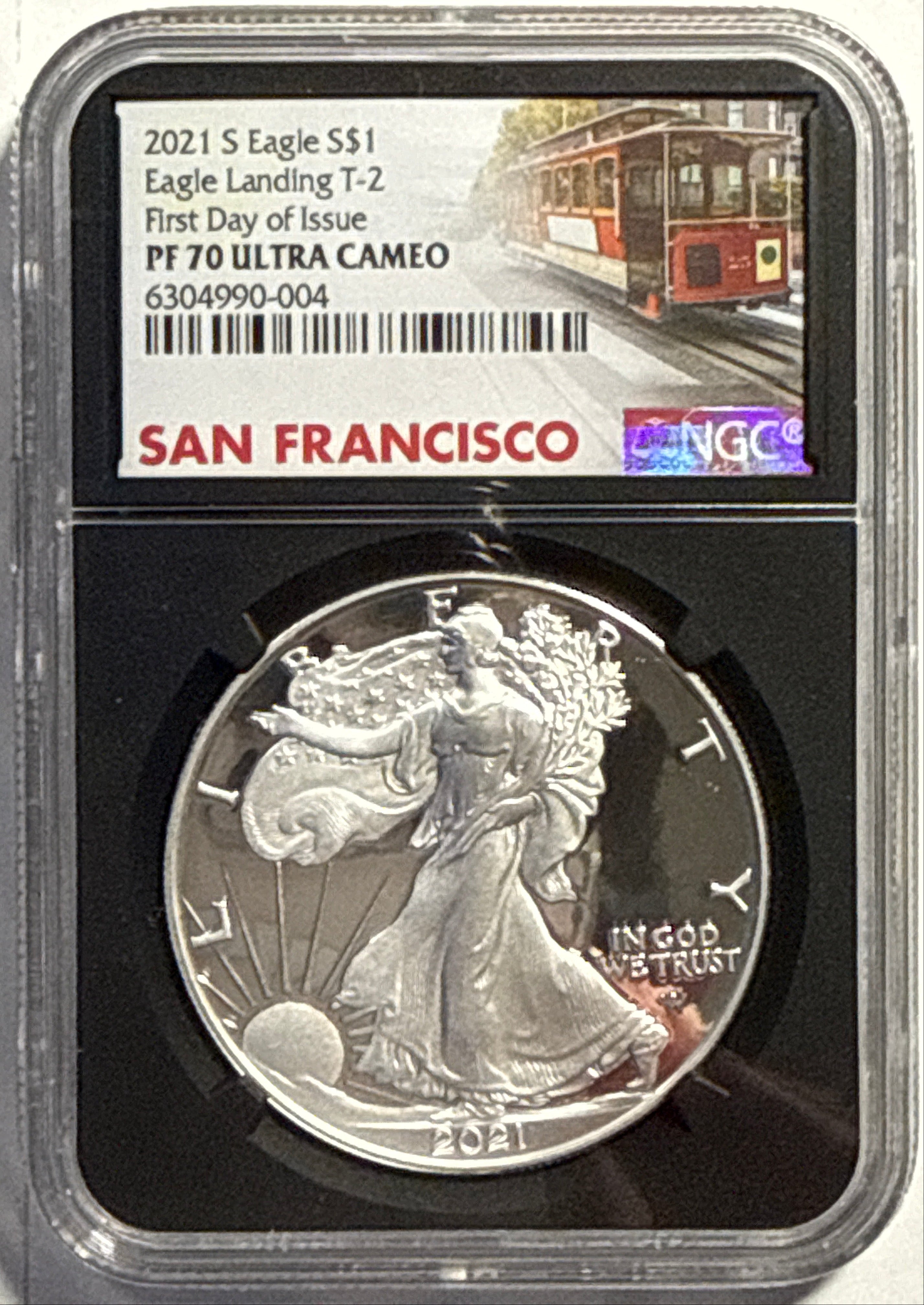 2021-S American Silver Eagle $1 Eagle Landing T-2 NGC FDI PF70 UCAM Black Core